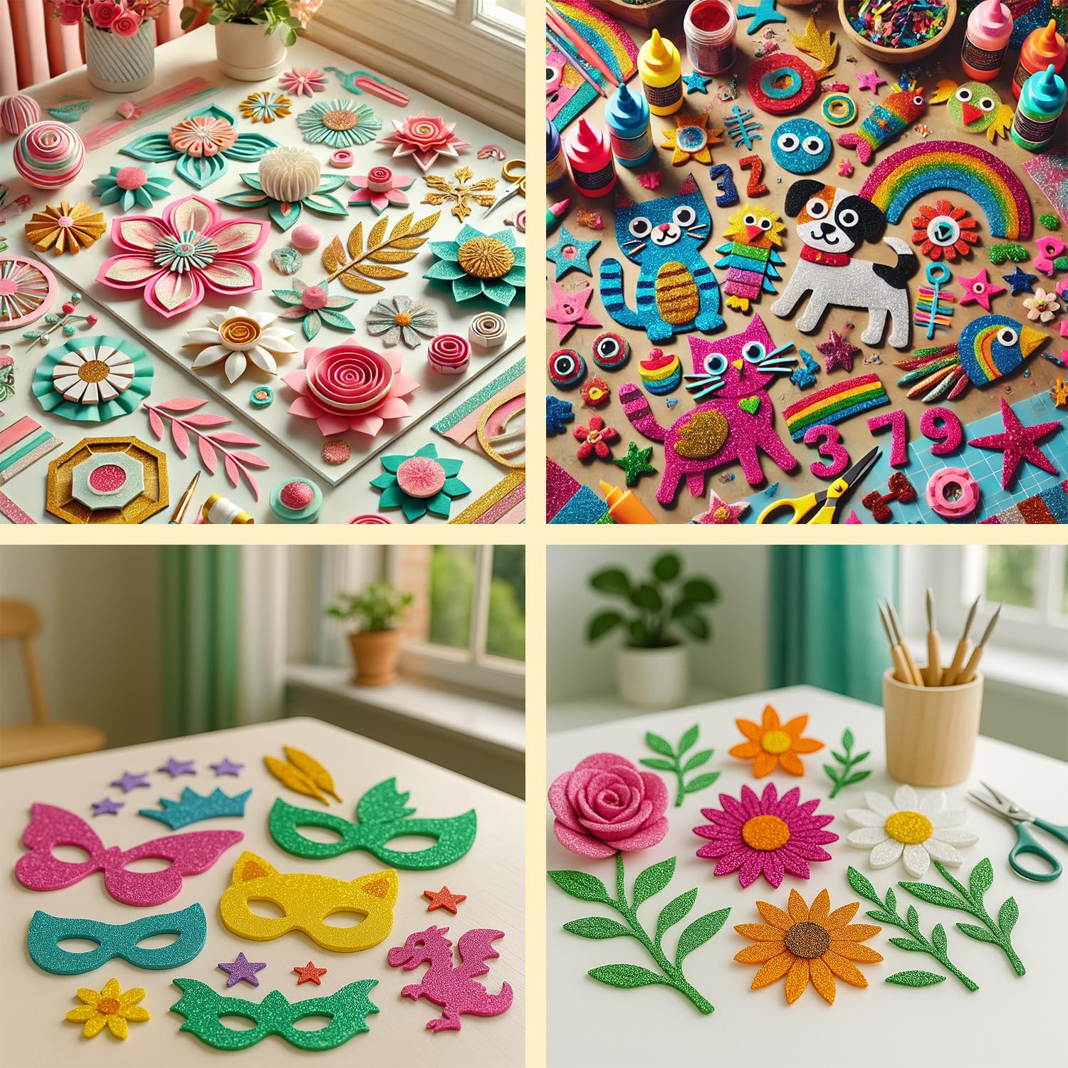 Kolorowe brokatowe arkusze gumki EVA, cętkowana guma do scrapbookingu, szkoły, kreatywnych kart, rzemiosł, tortów scenicznych, szkolnych lub projektów artystycznych 40 x 60 cm m-office (zielony, 40