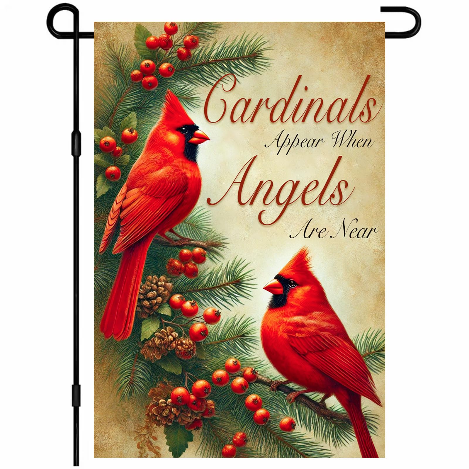 BlissYard Christmas Red Bird Garden Flag 12x18 Inch Polyester
