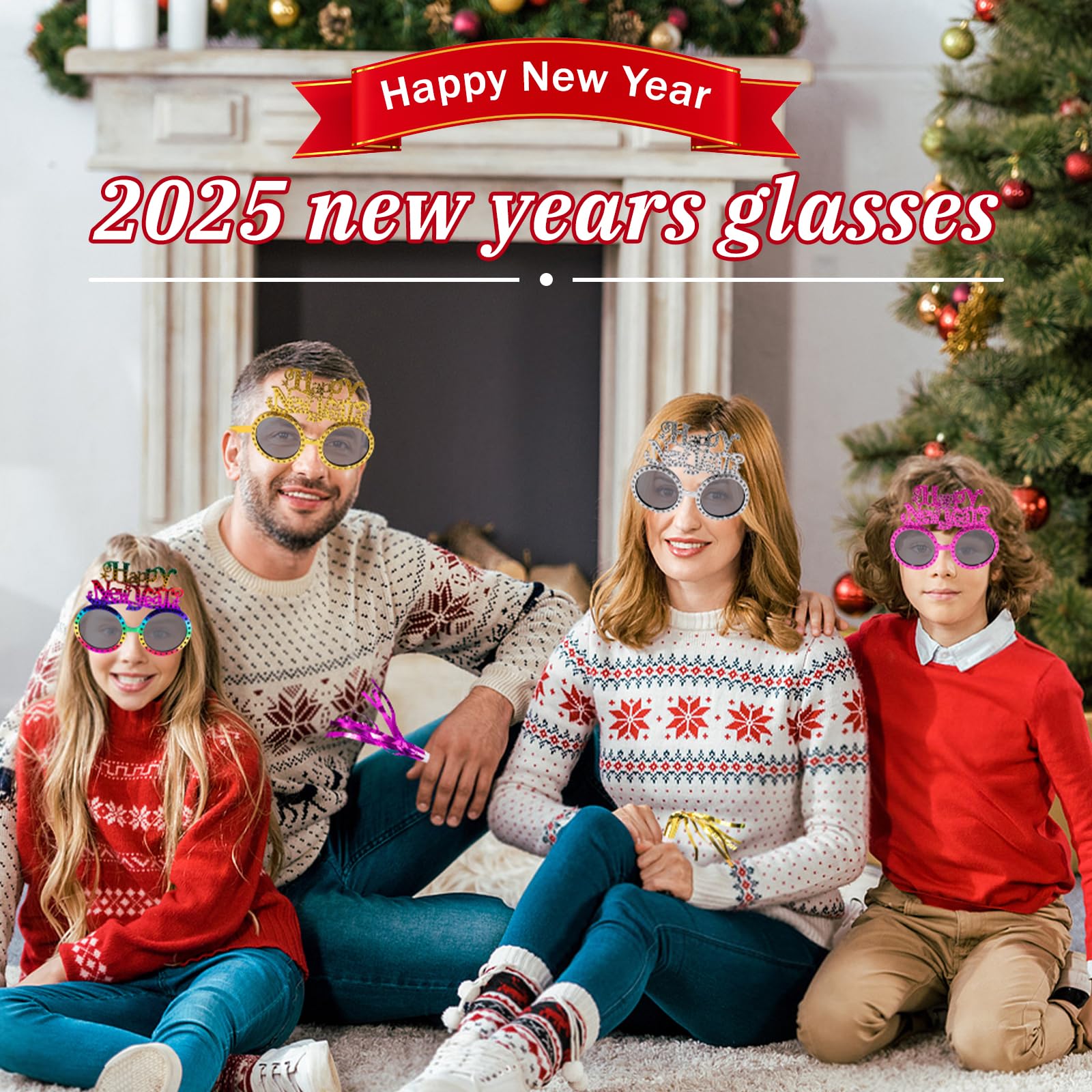 16 piezas de suministros para fiestas de Año Nuevo 2026, incluyendo lentes de feliz año nuevo y fabricantes de ruido con flecos metálicos 2026, gafas de sol divertidas de plástico para Año Nuevo