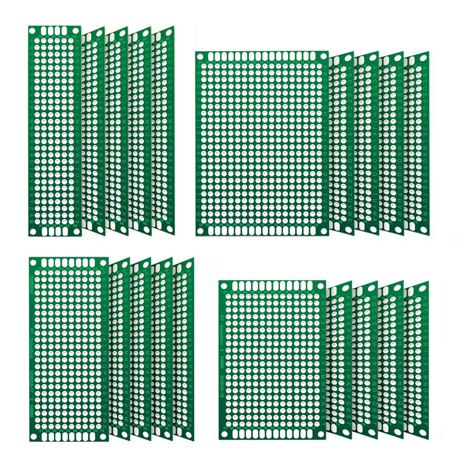 IDUINO 20 Pcs Double Sided PCB Board (4 Sizes - 2X8 3X7 4X6 5X7) Tinned Through Holes FR4 Prototype Kit Printed Circuit Universal Perfboard for DIY Soldering Project Compatible with Arduino Kits (B0C7PGMT8Q) Amazon Price History, Amazon Price Tracker