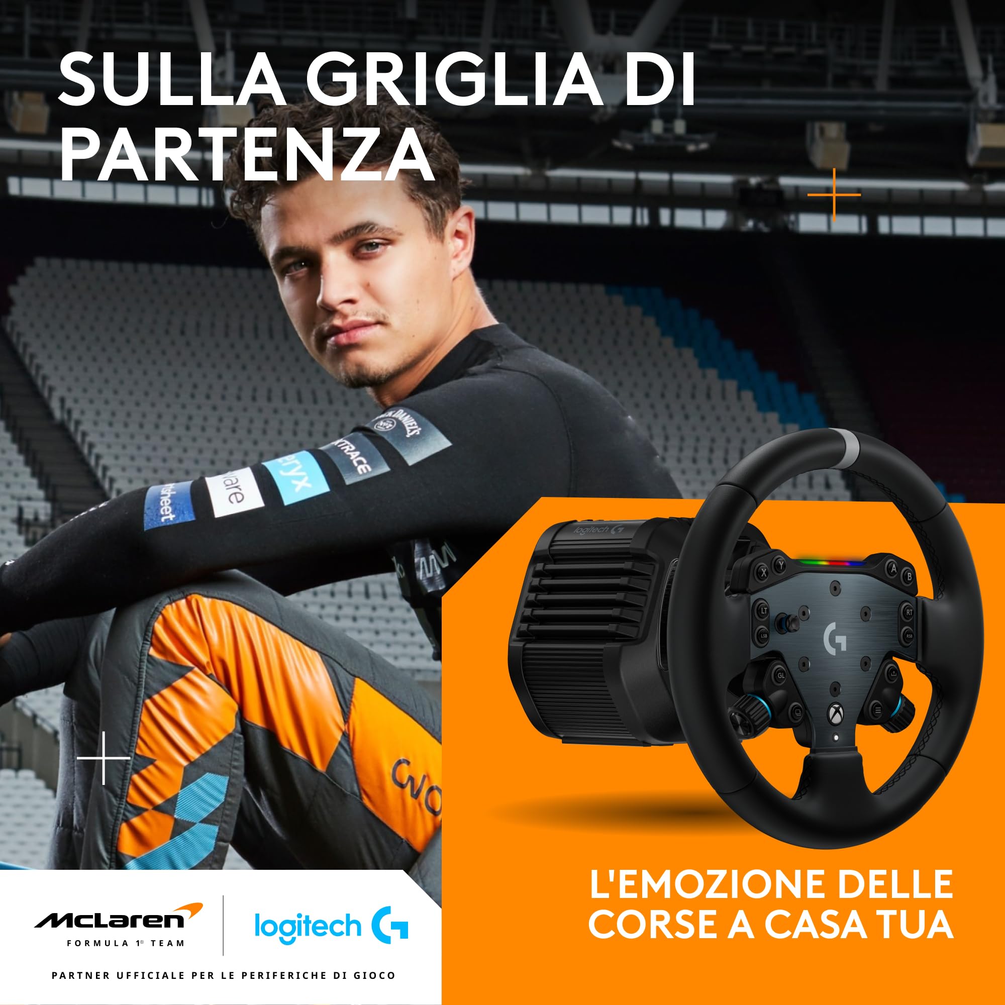 Logitech G RS50 System, set da corsa di simulazione a 3 pezzi | Base volante RS50, trasmissione diretta 8 Nm, RS Wheel Hub, 13 pulsanti, RS Round Wheel 28 cm - Xbox/PC - Nero