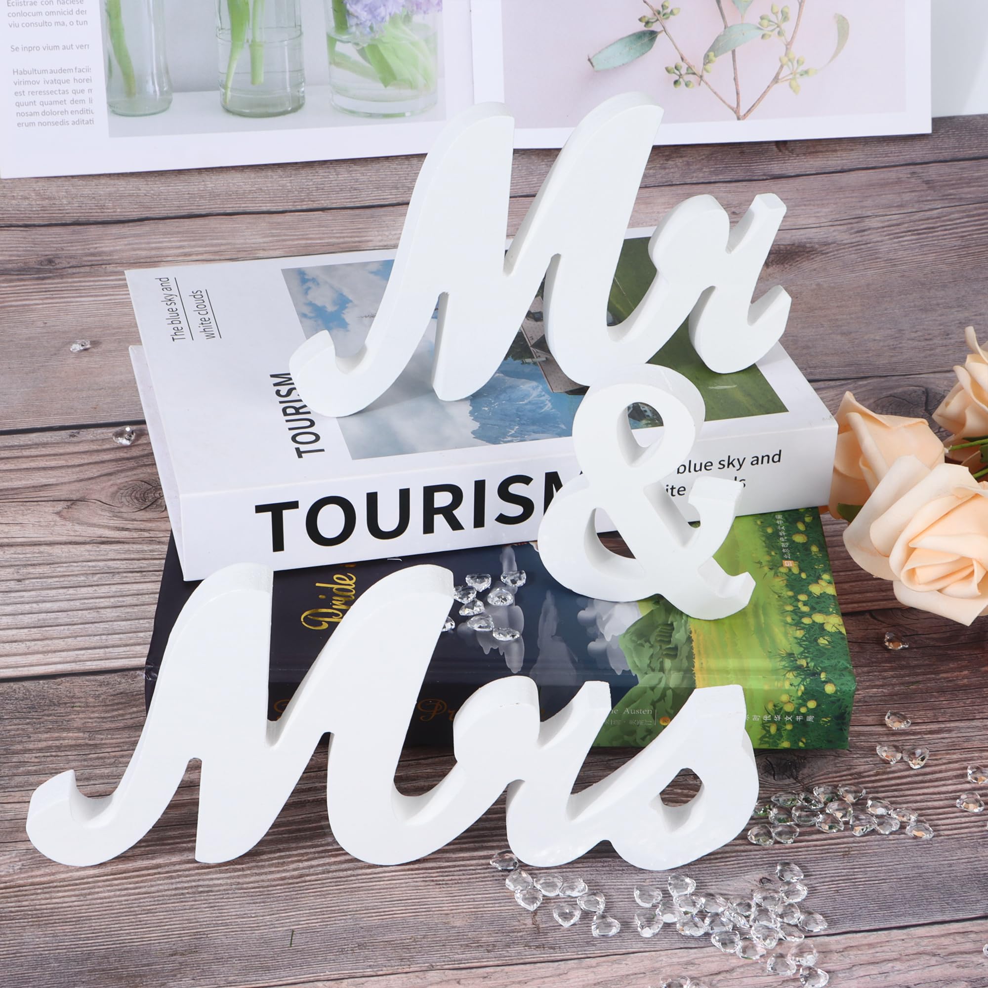 Elegante cartello in legno con scritta Mr & Mrs – Decorazione da tavolo per matrimoni - Italia
