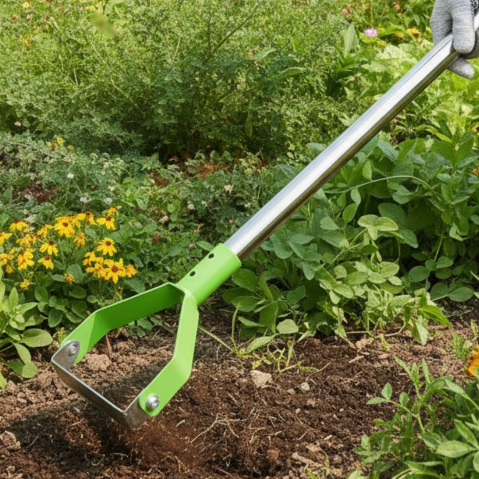 Implemento para Deshierbar Césped con Arco Herramienta Manual de Jardinería Escardillo de Corte Bajo Segador de Raíces Acero Robusto con