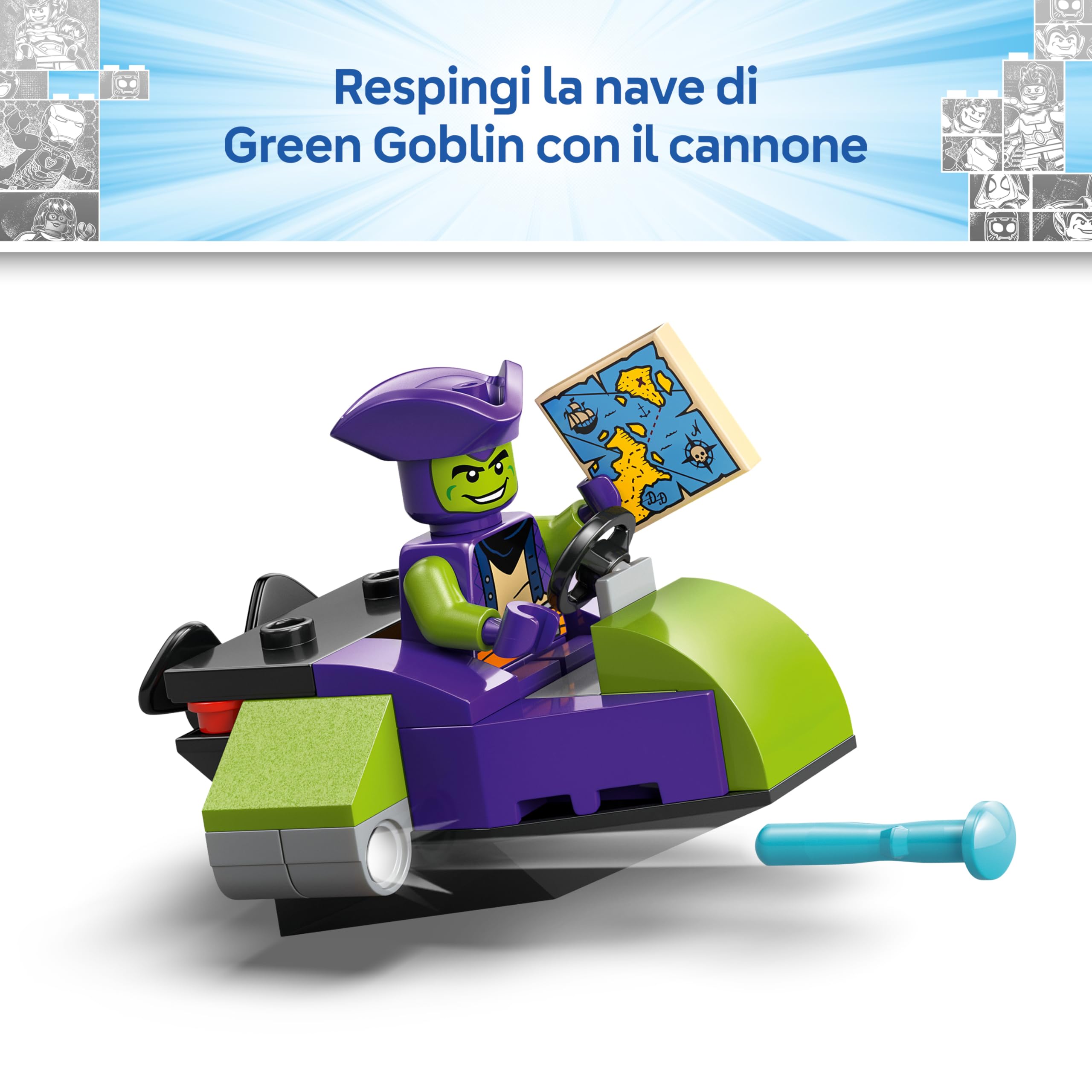LEGO ǀ Marvel Nave Pirata del Team Spidey - Set dei Supereroi con Nave Giocattolo, 2 Barche e 4 Minifigure - Regalo per Bambini da 4 Anni Fan dello Show Spidey e i Suoi Fantastici Amici - 11208