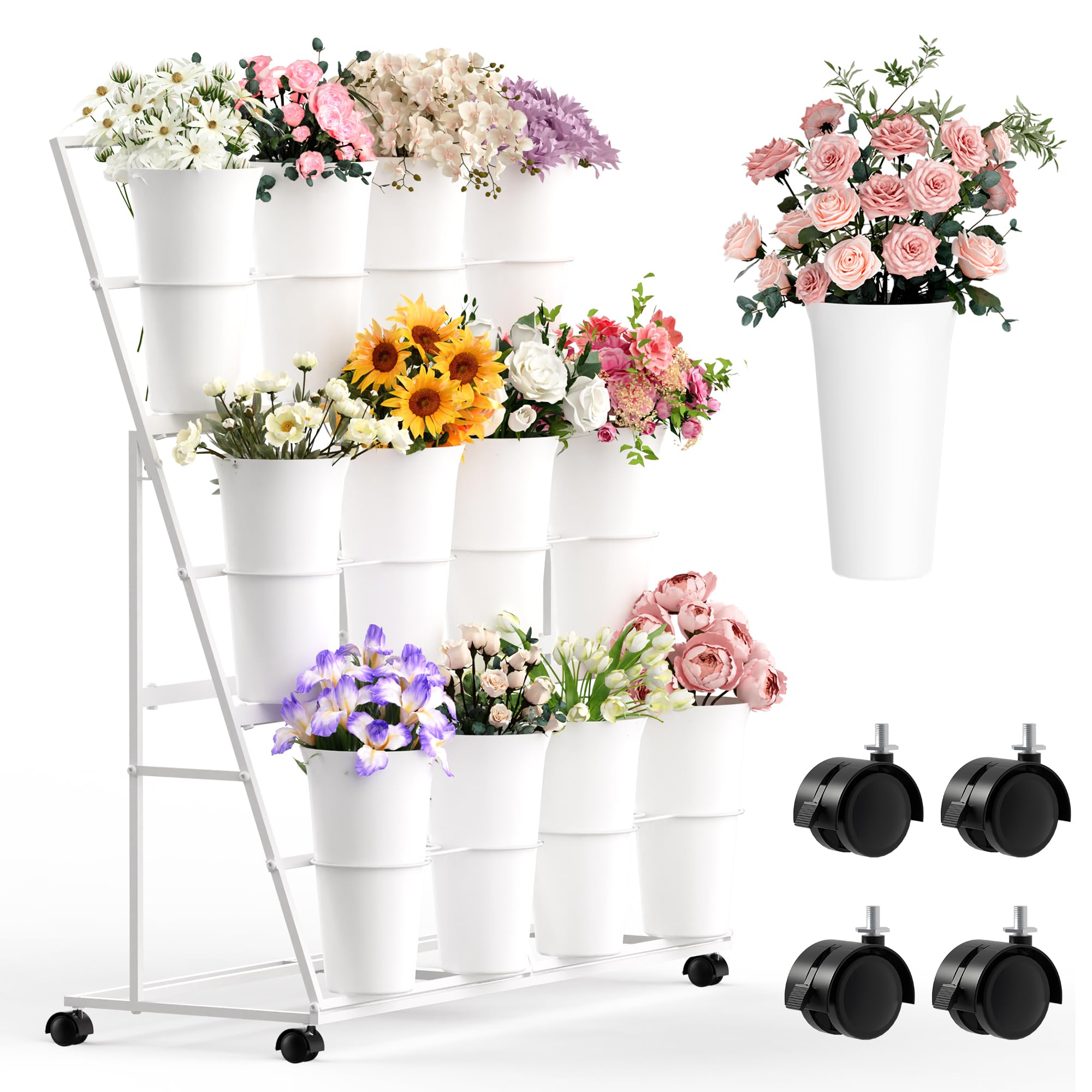 Chariot de fleurs à roues pour déplacer sans effort 12 bacs de plantes