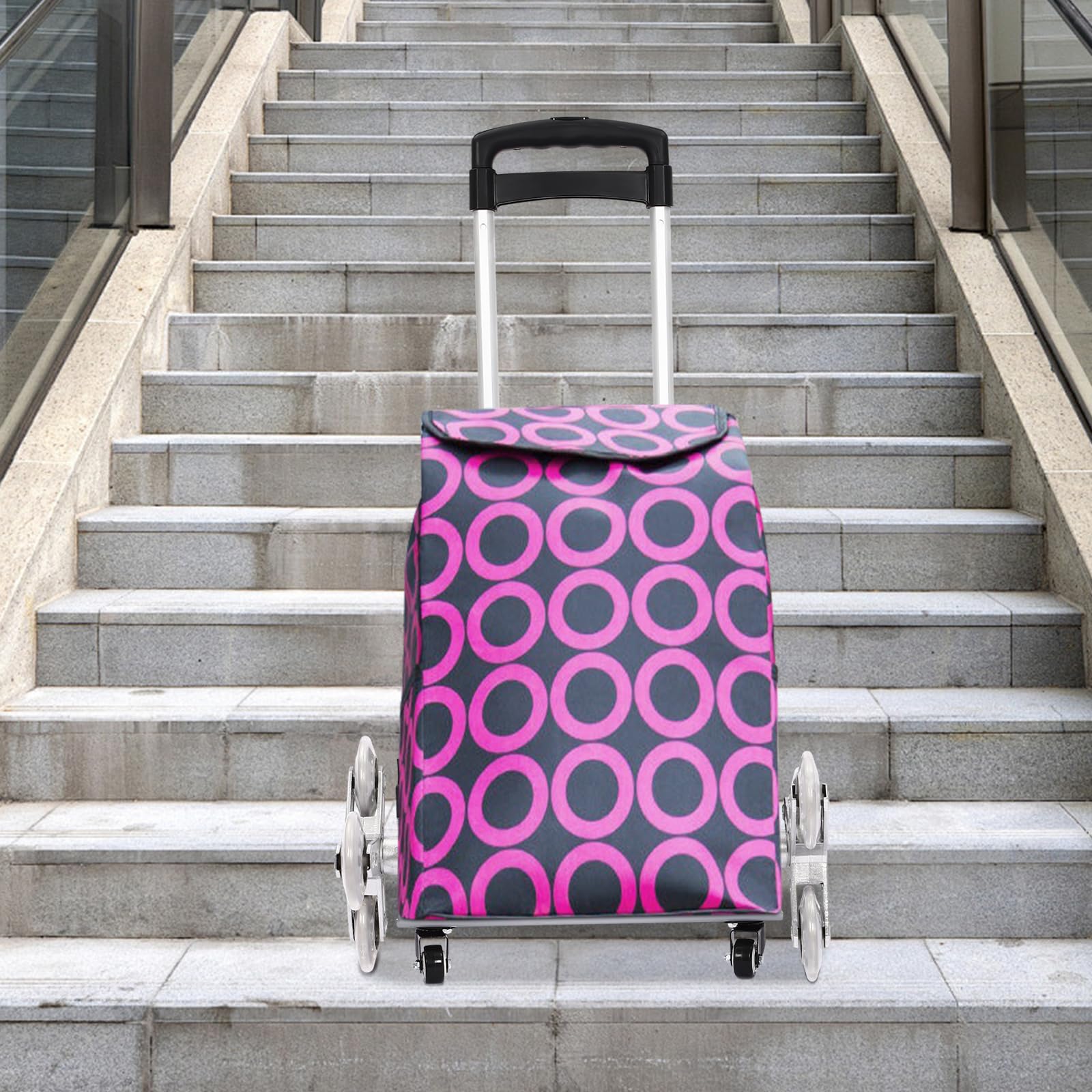 Carrello scala, carrello pieghevole per scale, carrello per scale con corda elastica e ruote universali, carrello per trasloco, oggetti pesanti, tiranti regolabili in altezza