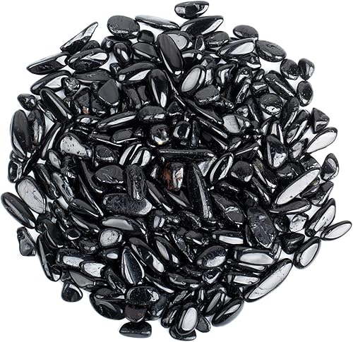 ZenQ Chips de cristal, cristales caídos de 12 libra, cristales triturados naturales para manualidades, turmalina negra