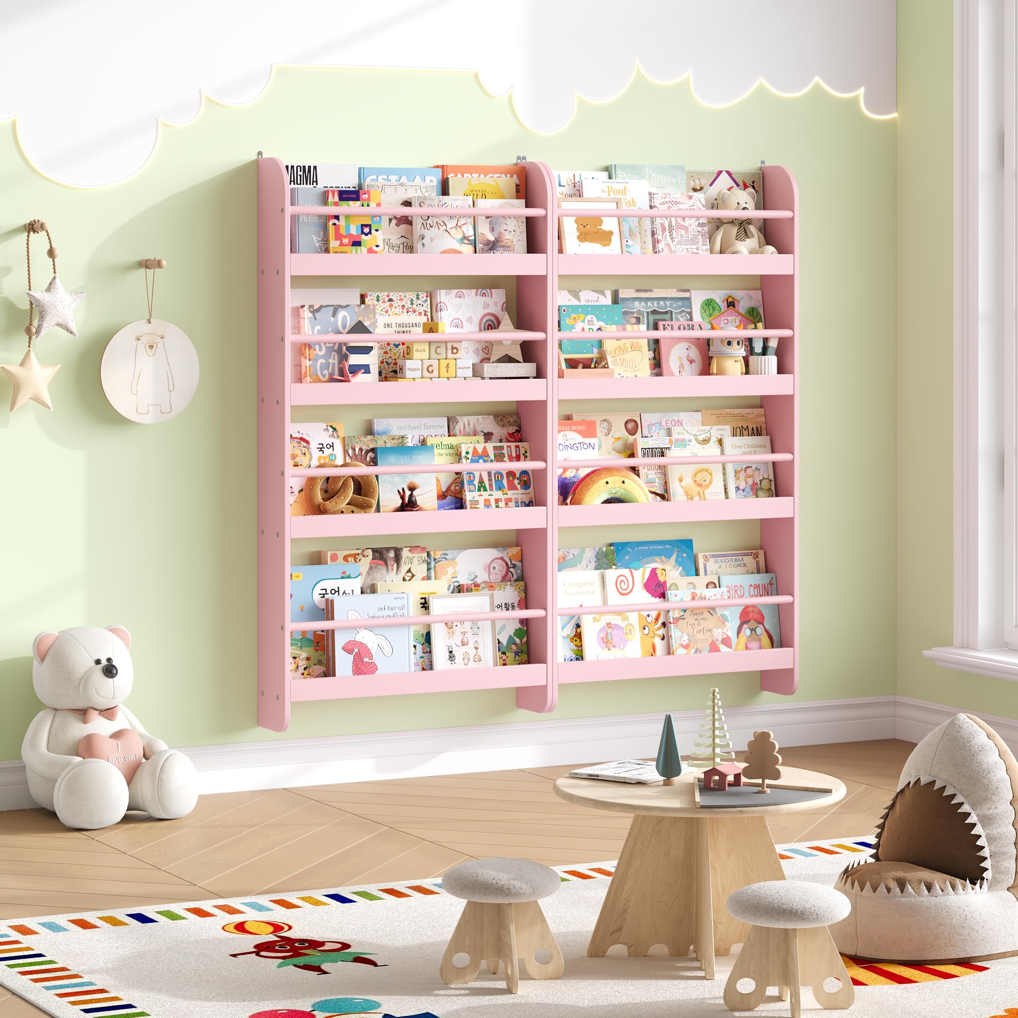 Relaxdays Étagère Enfant 4 Boîtes Motif Feu – Rangement Jouets & Livres, Chambre Enfant, H98 X L82,5 X P30 Cm, Coloré