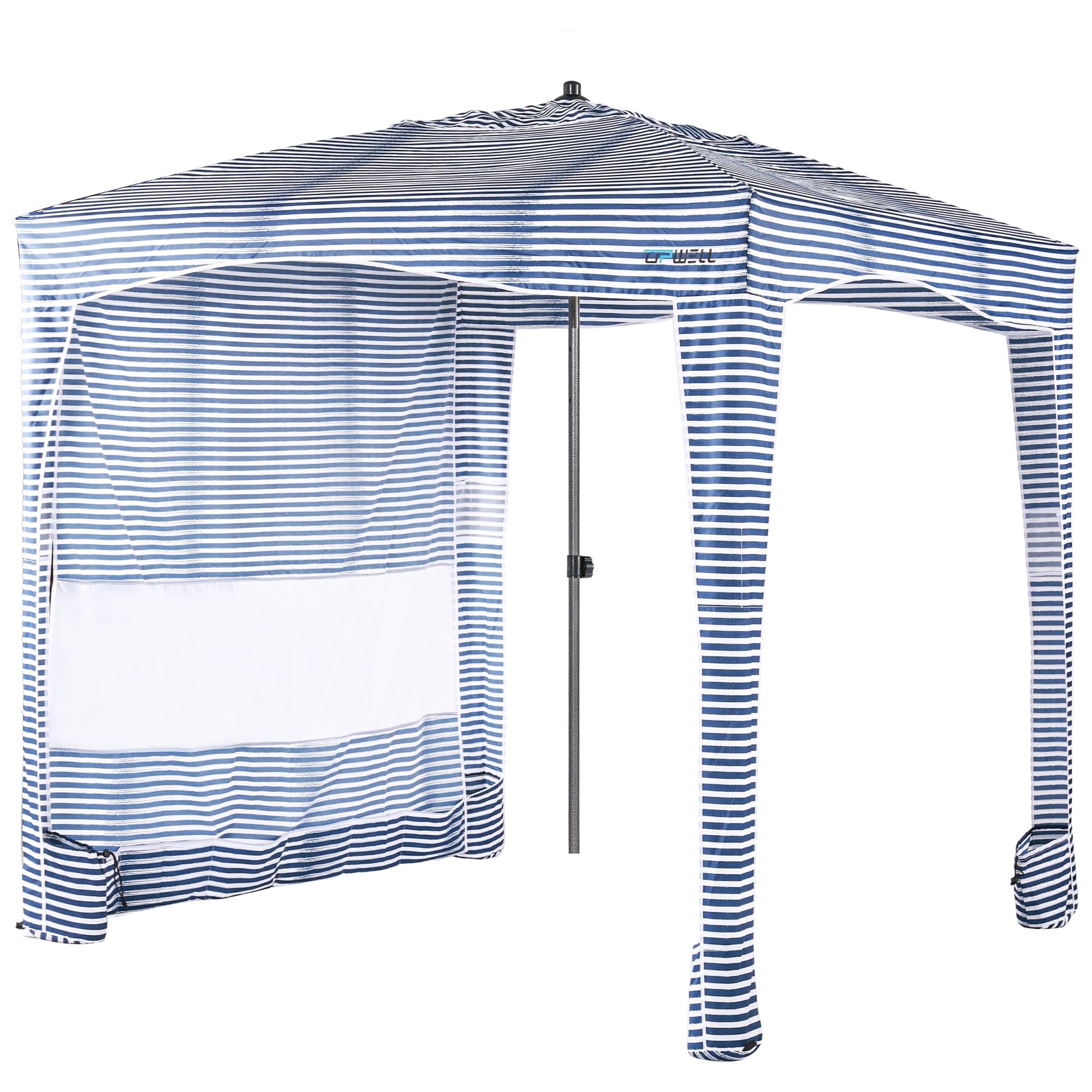 UPWELL Namiot plażowy, łatwy montaż, zadaszenie, schronienie przeciwsłoneczne, fajna kabana, z ochroną UPF 50, ochrona przed promieniowaniem UV, przenośny parasol plażowy z kieszeniami na piasek, do
