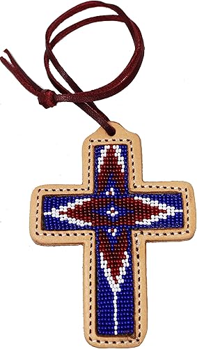 Western Riding Barrel Sillín Cuero Cruz Tie Tack Rodeo Mano Con Cuentas 9622, Cuero