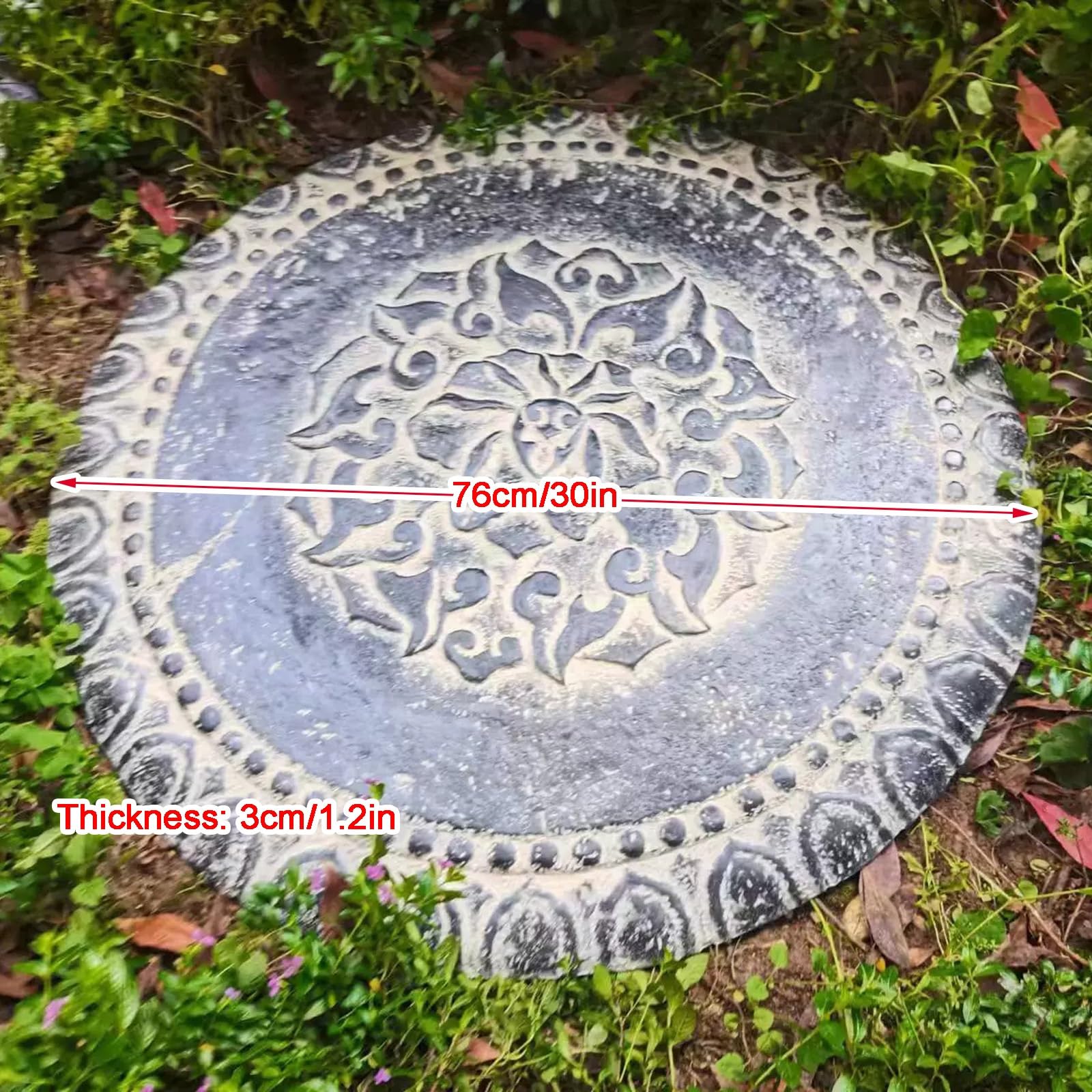 Tapa Arqueta Decorativas de Jardín, Arqueta Jardin Decorativas, Cubierta de Alcantarillado Antideslizantes de Loto de Arenisca para Patios y Jardines(Gray)