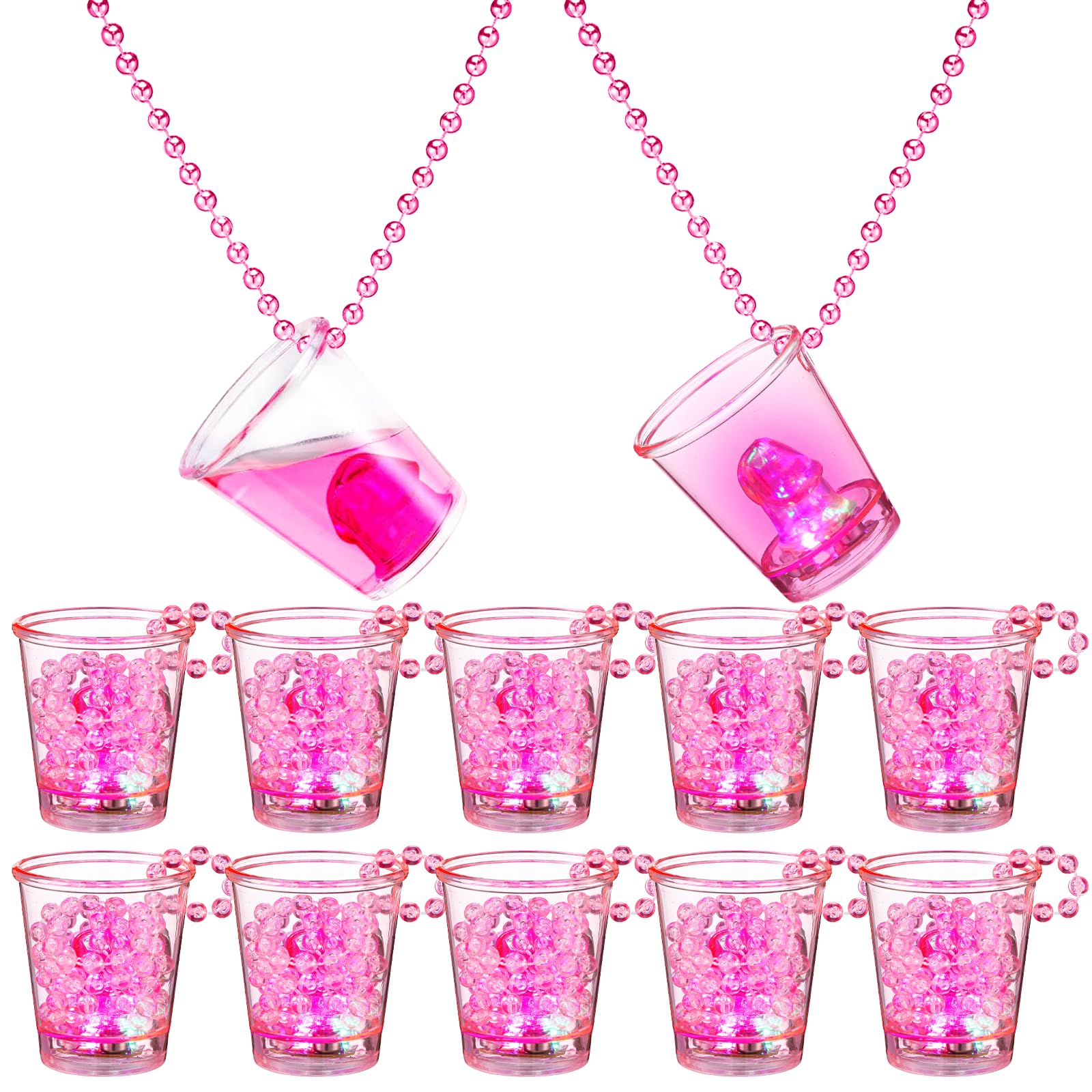 WGXX 12 Pcs Bachelorette Shot Glasses Set, Bachelorette Party Favors Shot Cups, Funny Plastic Beaded Gifts Shot Glass for Bachelor Wedding Party Decorations (Luminous powder cup)