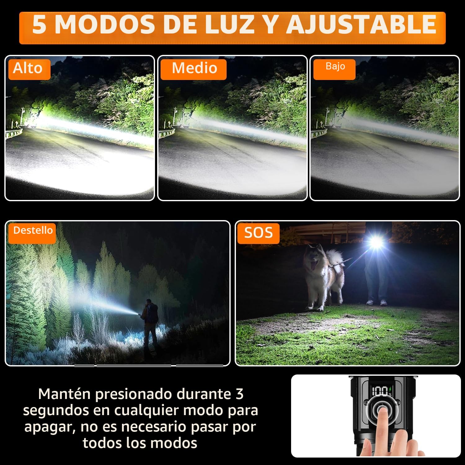 Linternas LED Alta Potencia,1200000 Lúmenes Linterna LED Recargable, Linterna Super Potente Largo Alcance, Linternas Tactica Impermeable, Profesionales Flashlight para Emergencias Camping Regalo