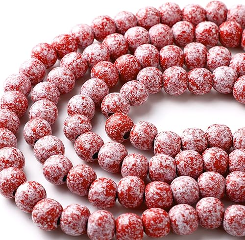 Yuxung 2 guirnaldas de cuentas de madera de Navidad de 18 pies, guirnalda de cuentas de madera natural vintage, guirnalda decorativa rústica para