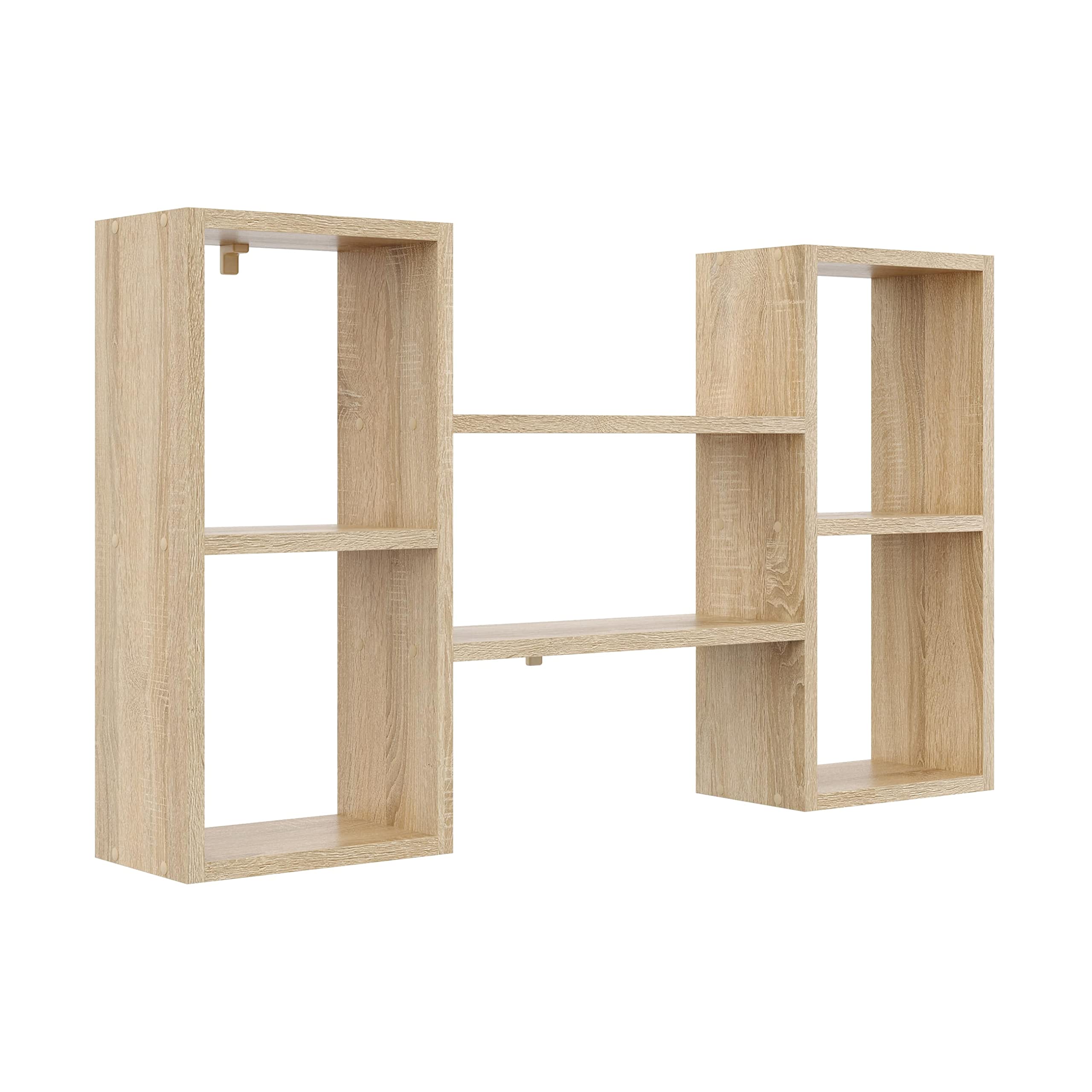 Estantería decorativa de pared con 5 estantes, 102 x 60 x 18 cm, diseño escandinavo, para salón, cocina, oficina, dormitorio, baño, estantería colgante (roble Sonoma)