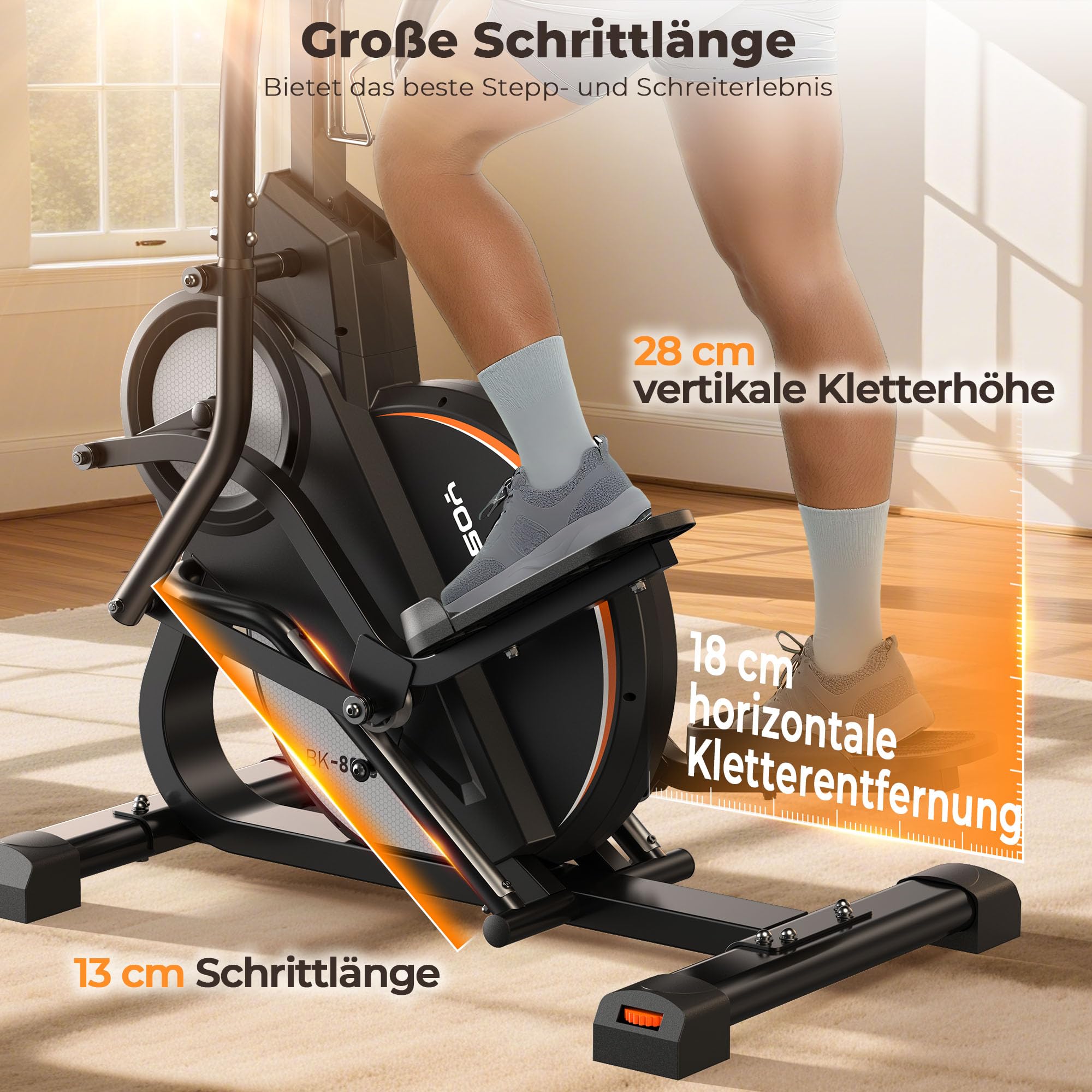 YOSUDA Crosstrainer 3-in-1 Ellipsentrainer Stepper Stairmaster 16 Widerstandsstufen 8kg Schwungrad Magnetisch