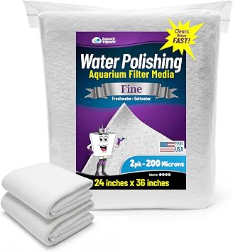 Aquatic Experts Aquarium Polishing Filter Pad, Water Polishing Pad for Aquarium Filters, Filter Floss for Fish Tank Filters, 200 Micron, 24" x 36" - 2 Pack