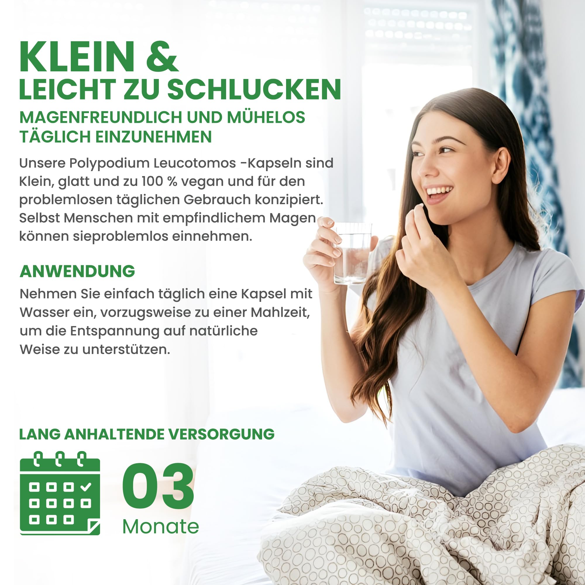 Polypodium leucotomos | 2.400 mg Äquivalent | Hochdosiert 240 mg 10:1 Farn-Extrakt | 90 vegane Kapseln | GMP & Laborgeprüft