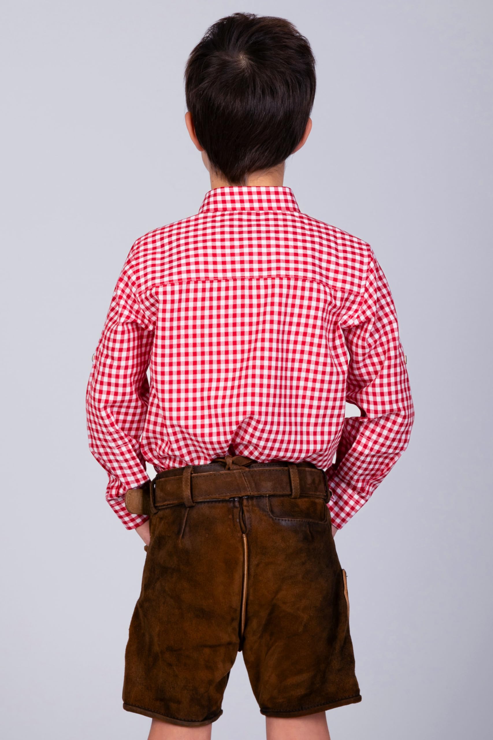 Edelnice Trachtenmode Kinder Trachtenhemd rot oder blau kariert Gr. 128-164 (as3, Numeric, Numeric_128, Regular, Rot)