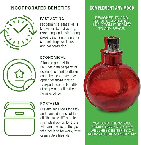 Miniatura 3 de PoGo Lámpara de fragancia de cristal rojo nano catalítico difusor de deriva y aceite esencial de menta Airceuticals, difusor de aromaterapia para