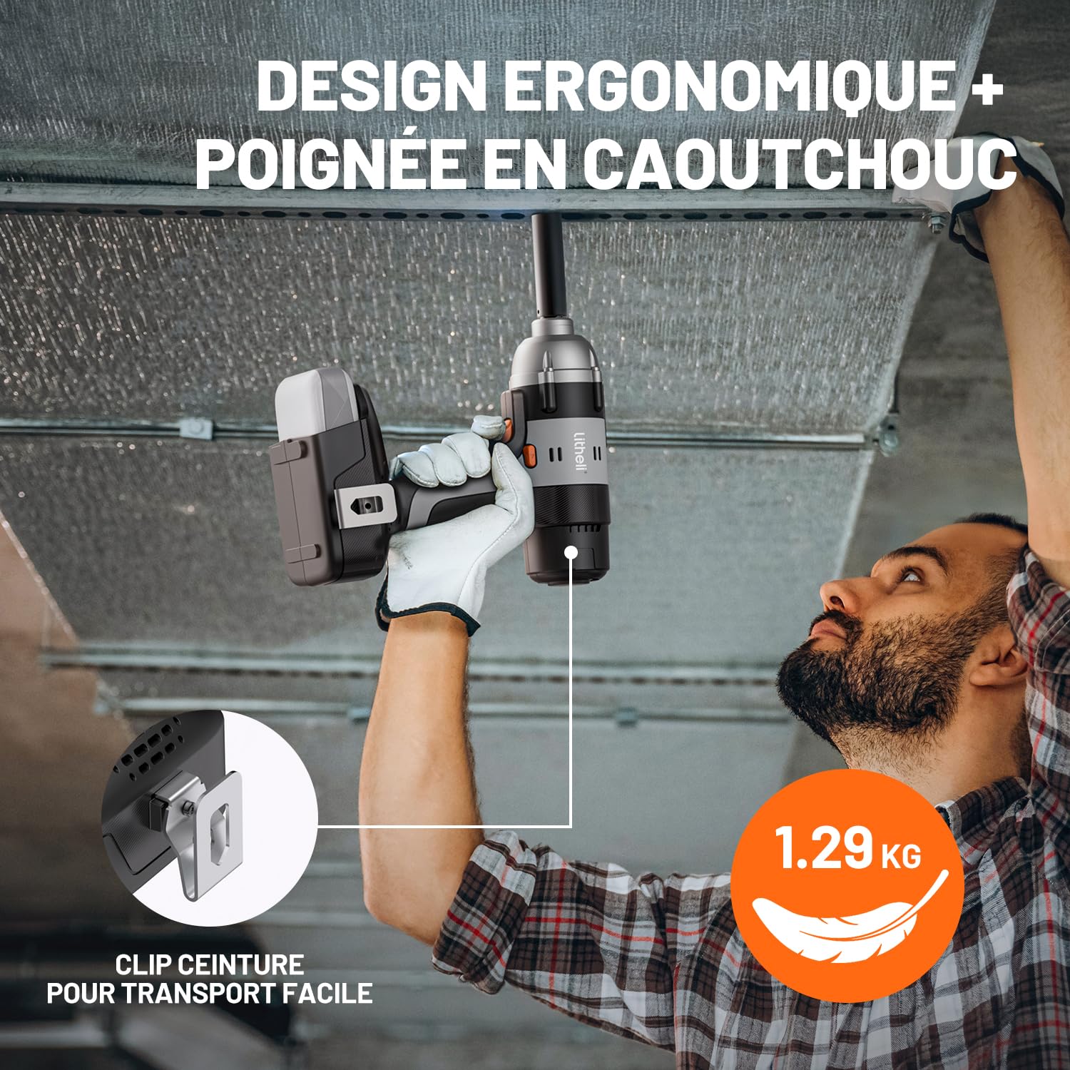 Litheli Visseuse à choc sans fil 400 Nm – Batterie 2,0 Ah, mandrin 1/2 pouce, vitesse variable, éclairage LED – Parfaite pour l’auto, le bricolage et l’assemblage de meubles