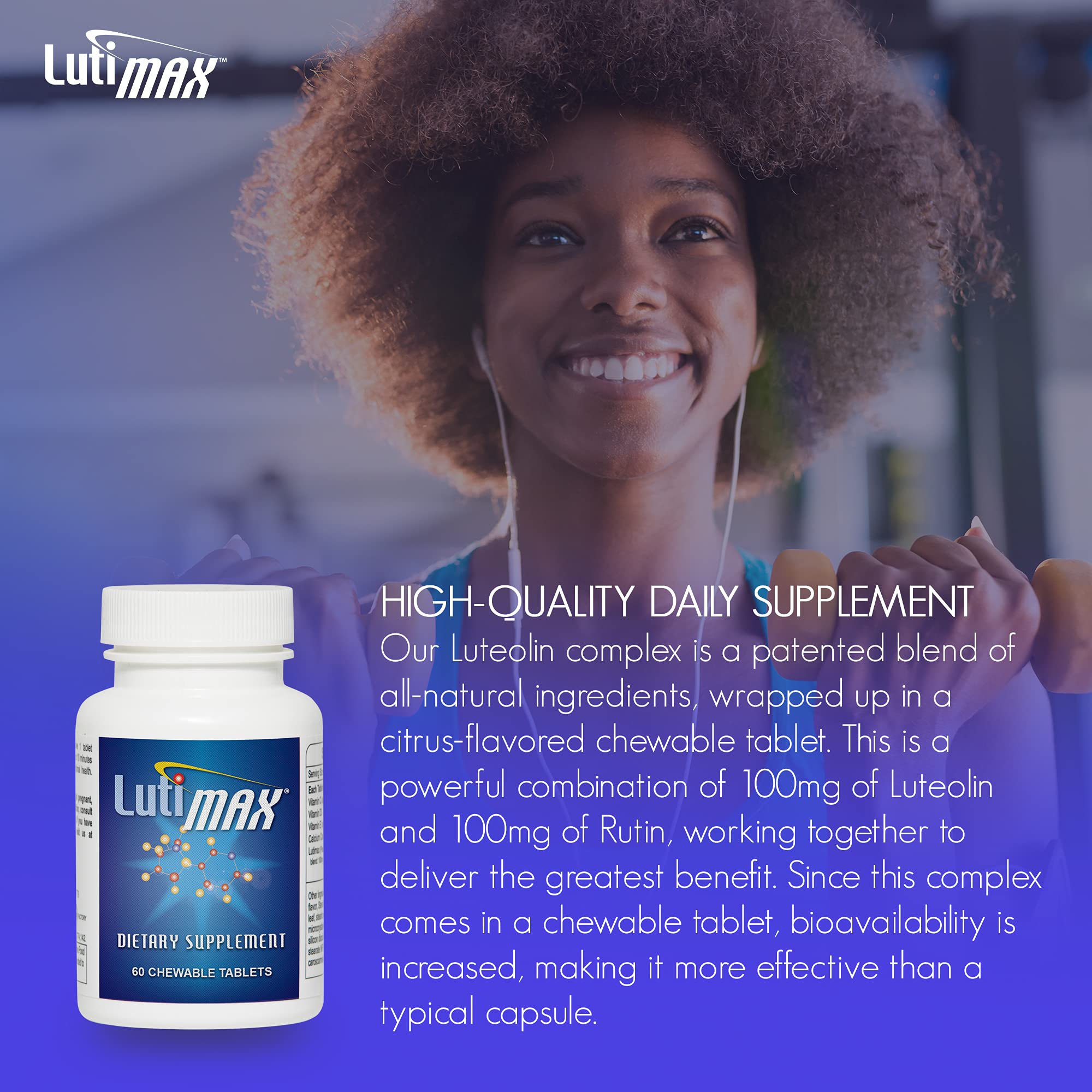 LutiMax Luteolin Complex w/ Rutin 200mg 60 Tablets Natural