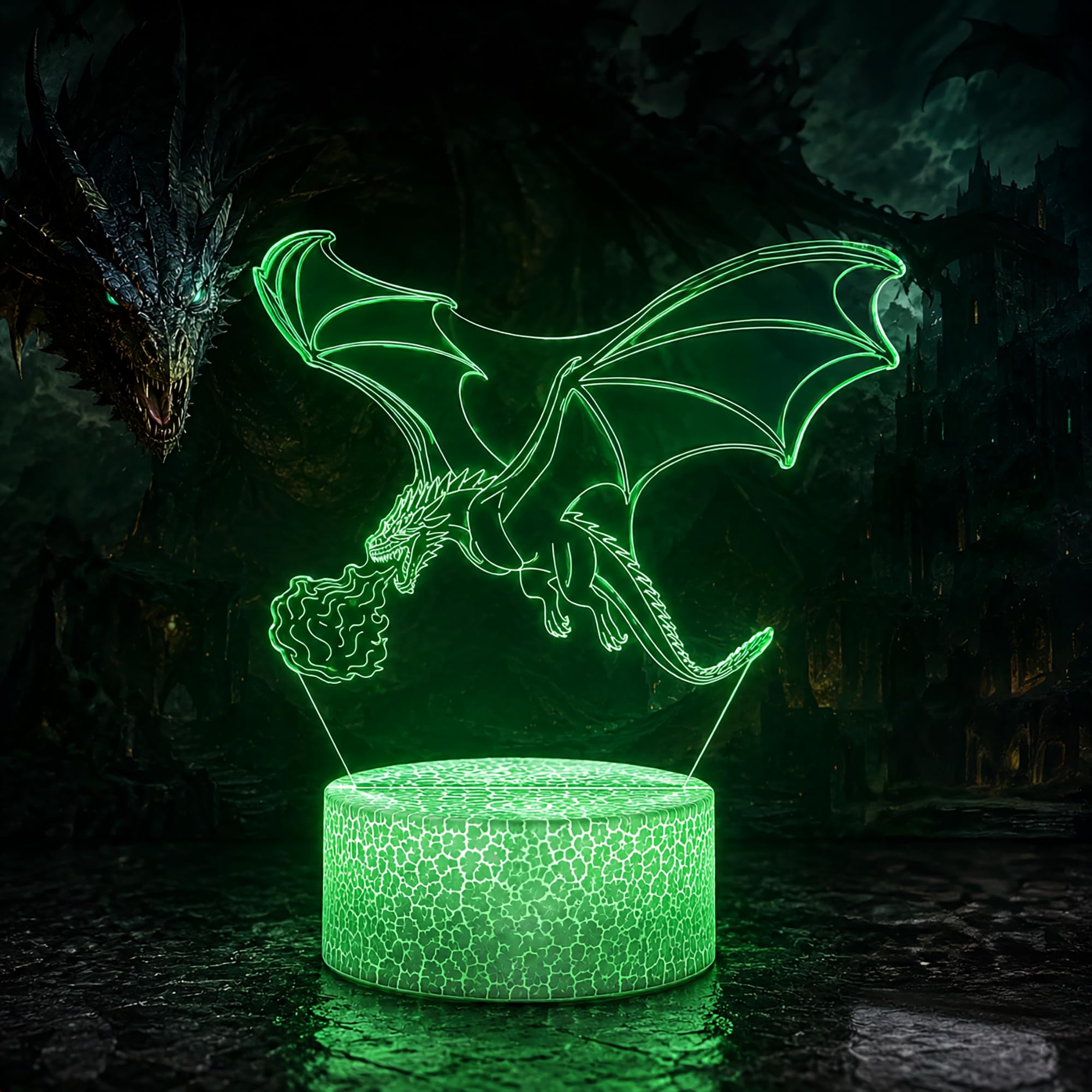 ZuzongBaoYou Flying Dragon Night Light, 3D LED Lamp with Remote, 16 Colours