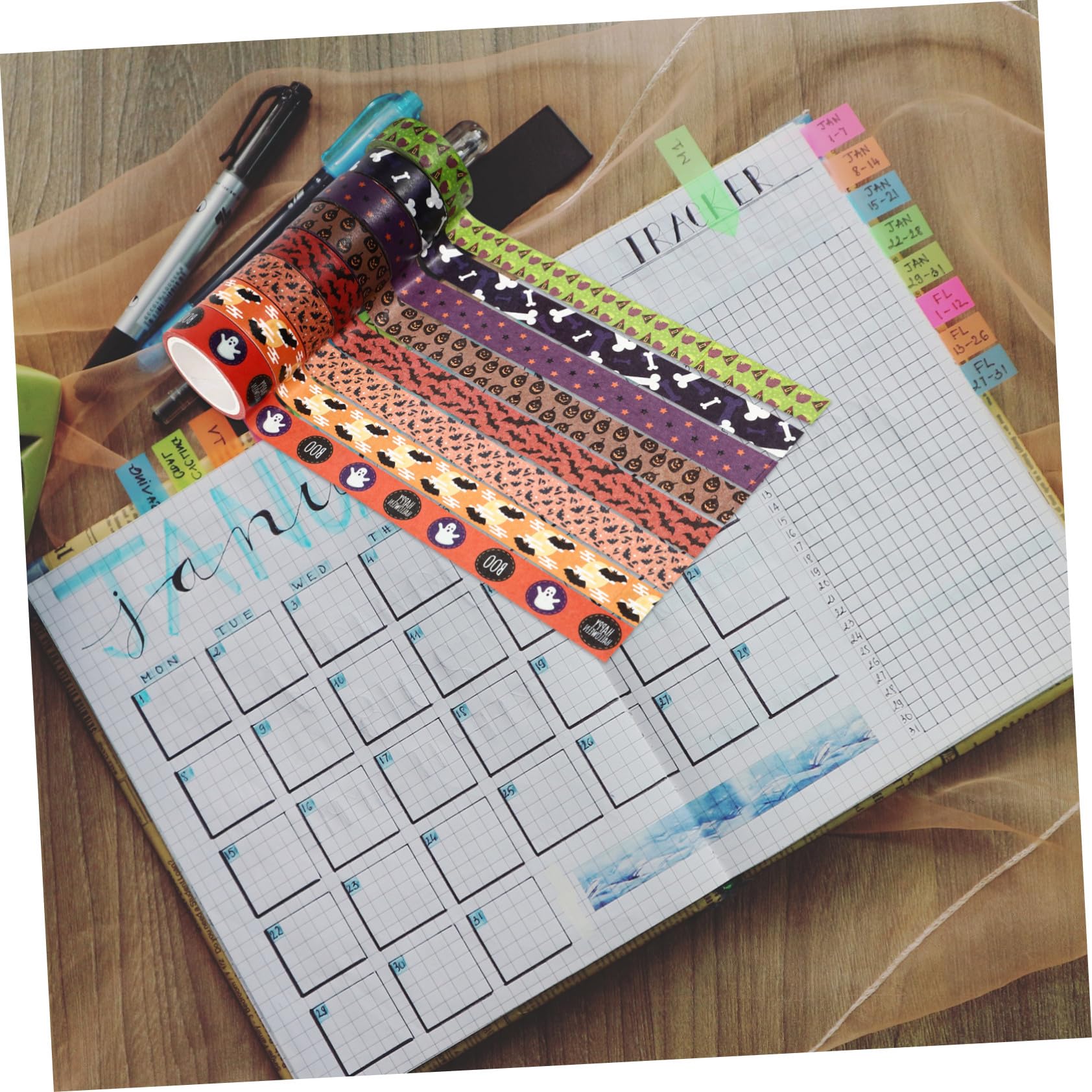 Angoily 56 Rouleaux Rubans Washi Halloween Adhésifs Décoratifs pour Scrapbooking DIY et Cadeau Set Thème