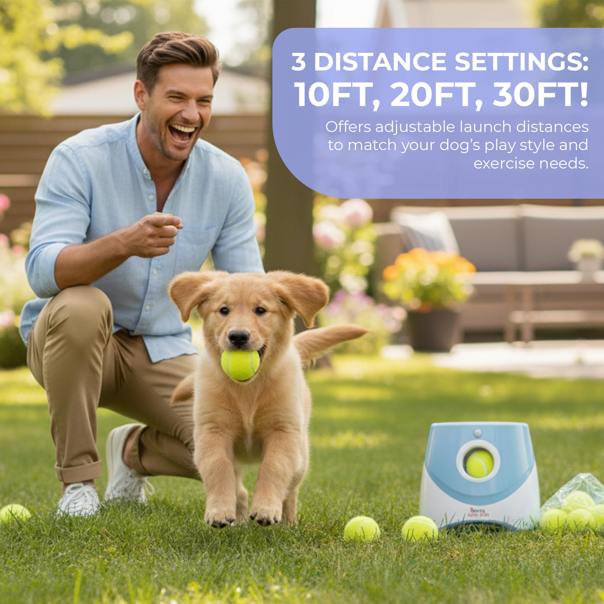 Automatic Ball Launcher for Dogs with 10 Tennis Balls (2 inch), Dog Ball Launcher with 3 Range Modes (10/20/30ft), Rechargeable Dog Balls Thrower for Small-Medium Dogs,Indoor/Outdoor Pet Fetch Machine - image 7