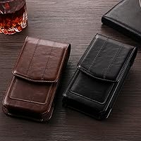 Vista 7 de Funda de cuero con clip para cinturón de teléfono celular, bolsa de cintura para teléfono móvil para hombre, pequeña bolsa de cuero con correa