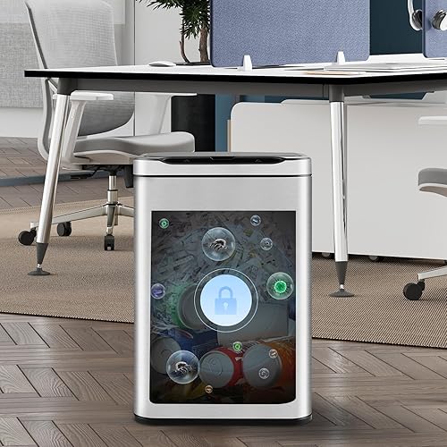 Miniatura 5 de ELPHECO Basurero de acero inoxidable para oficina, con sensor de movimiento, sin contacto, cubo de basura inteligente automático para cocina,