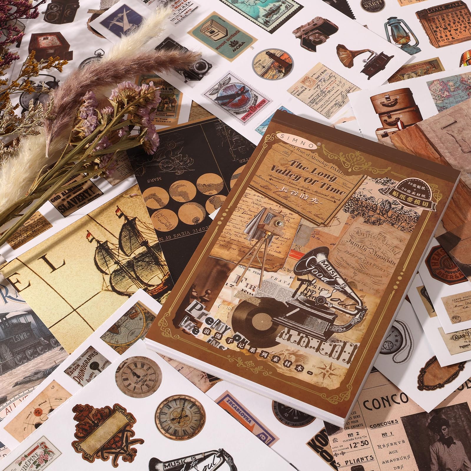 Amazon.com: Auguro Vintage Scrapbook Book With 413 Stickers and 20