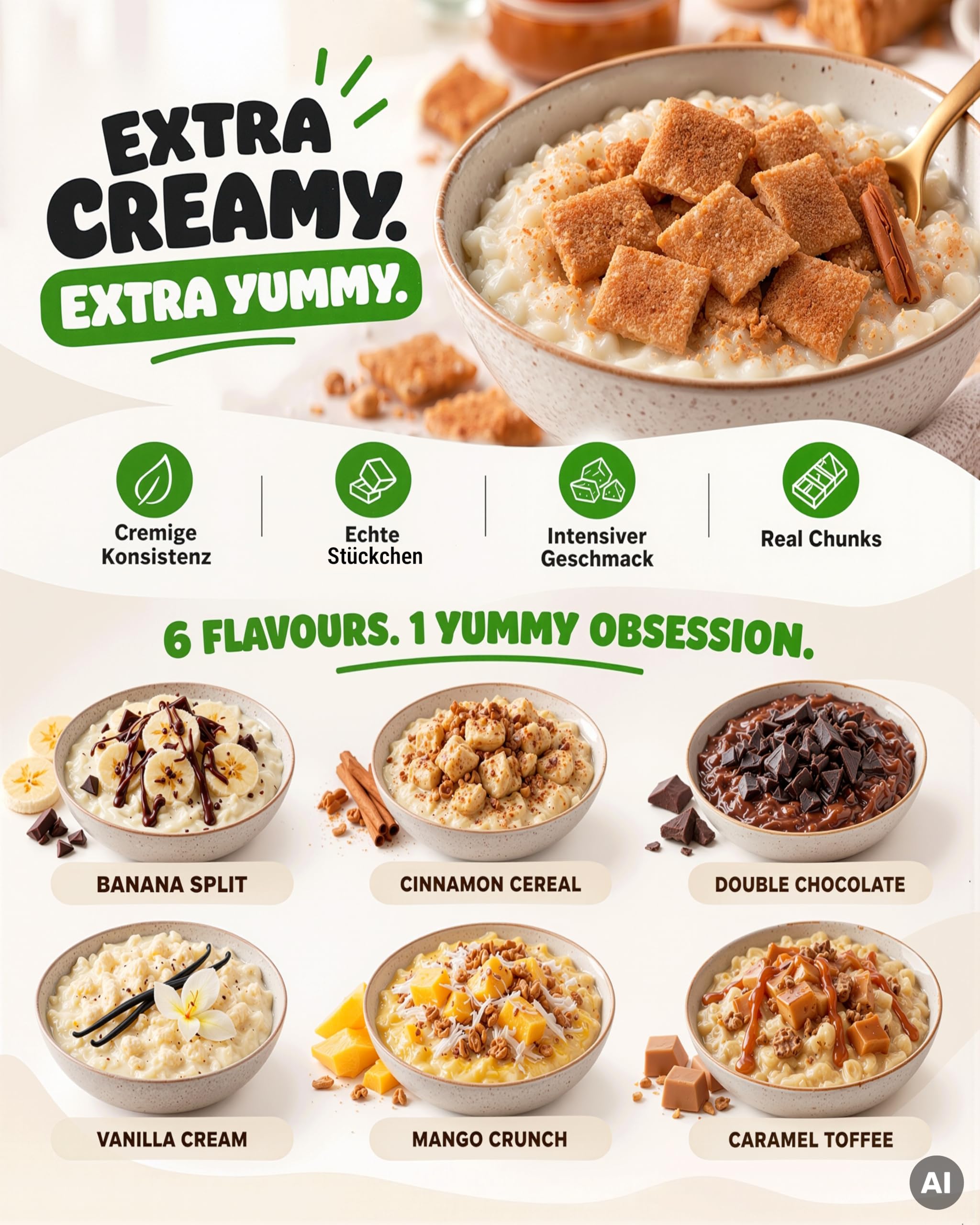 vit4ever High Protein Rice Meal Cinnamon Cereal mit echten Cereal Chunks