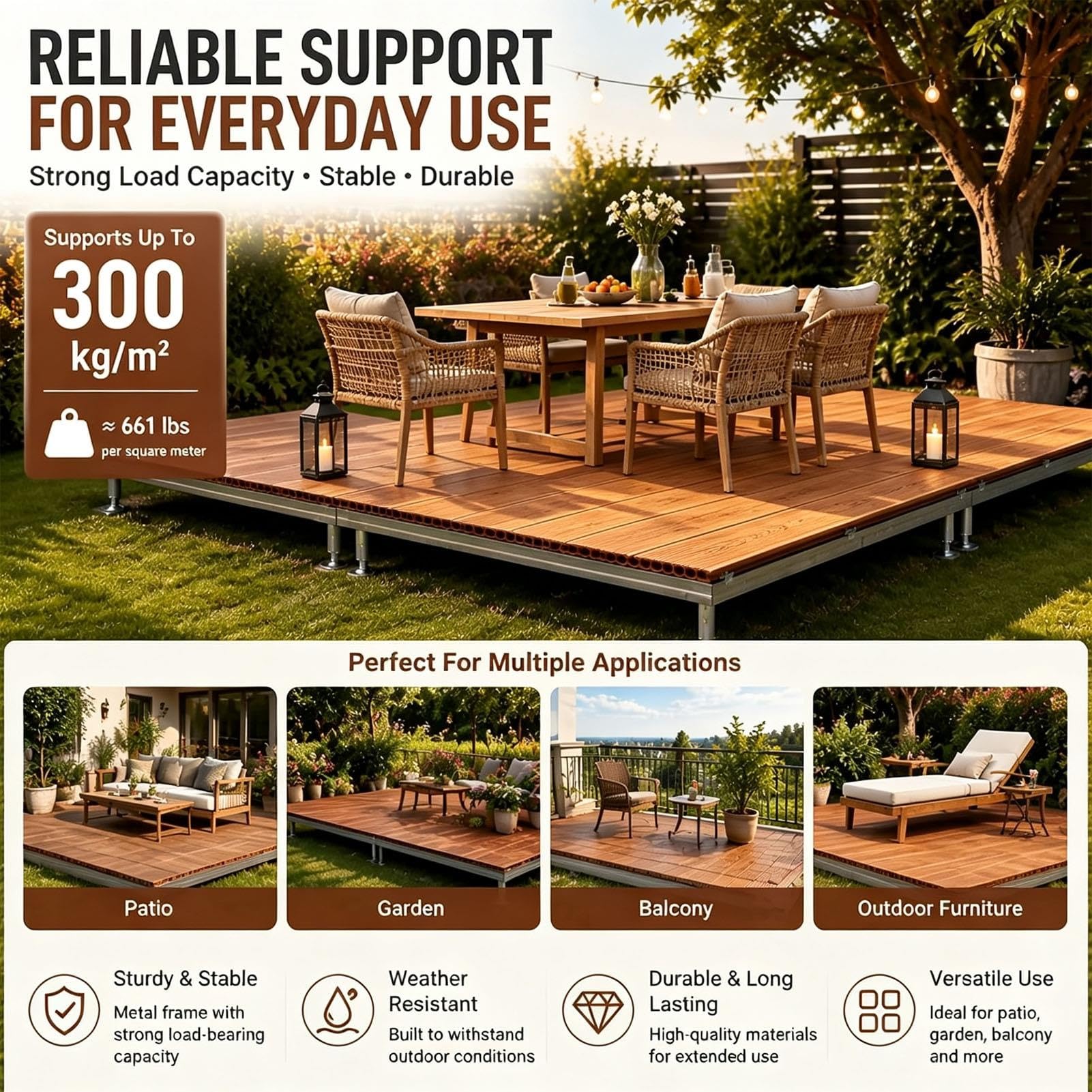 Modular Encajable, Plataformas de Tarima WPC Exterior Prefabricadas
