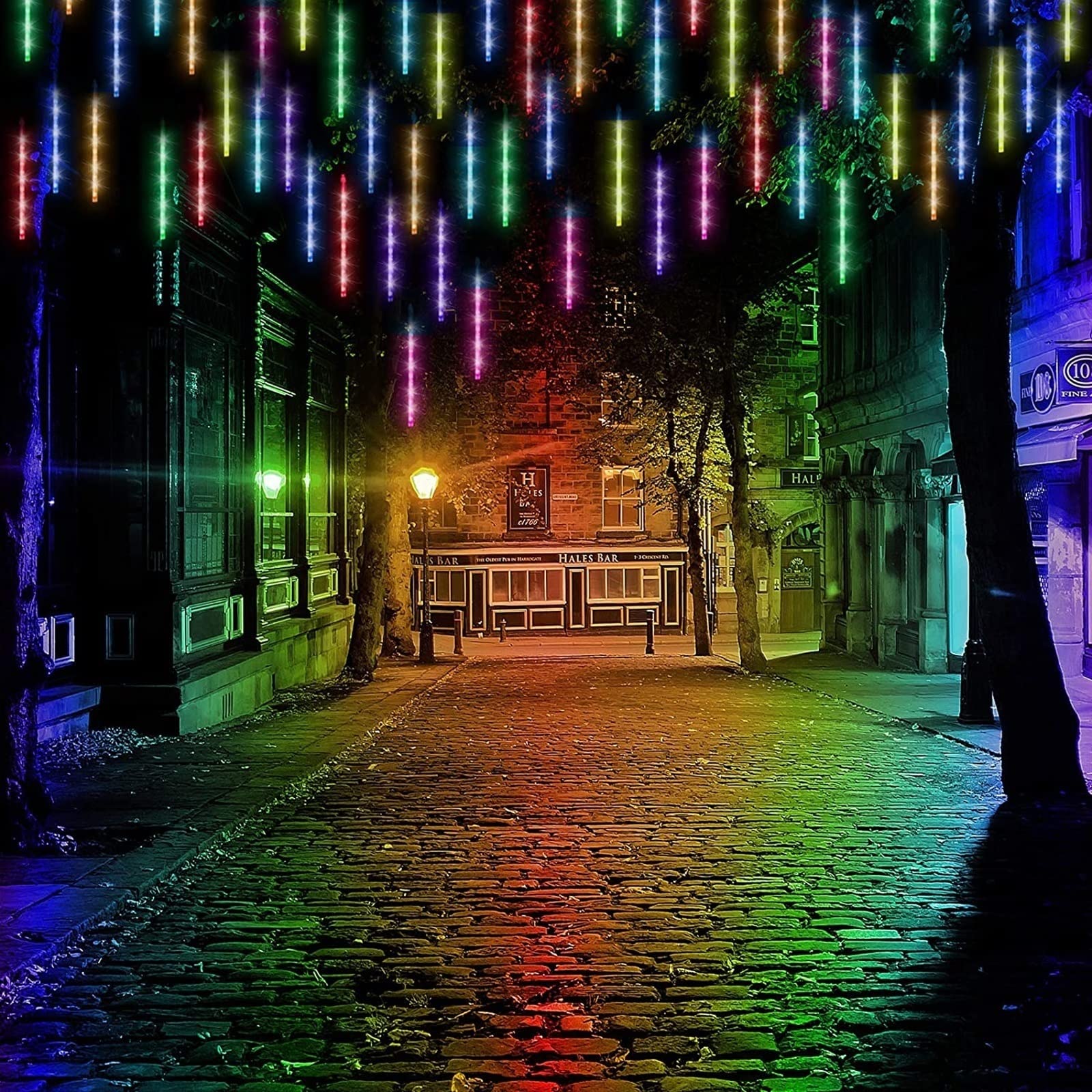 SCOZIA Luces LED de Cadena Que Caen Nieve 80 cm 10 Tubos 720 LED IP65 Luces LED Impermeables para Nevadas Luces de Lluvia de meteoritos mejoradas para decoración navideña, Bodas, Fiestas, Rosa