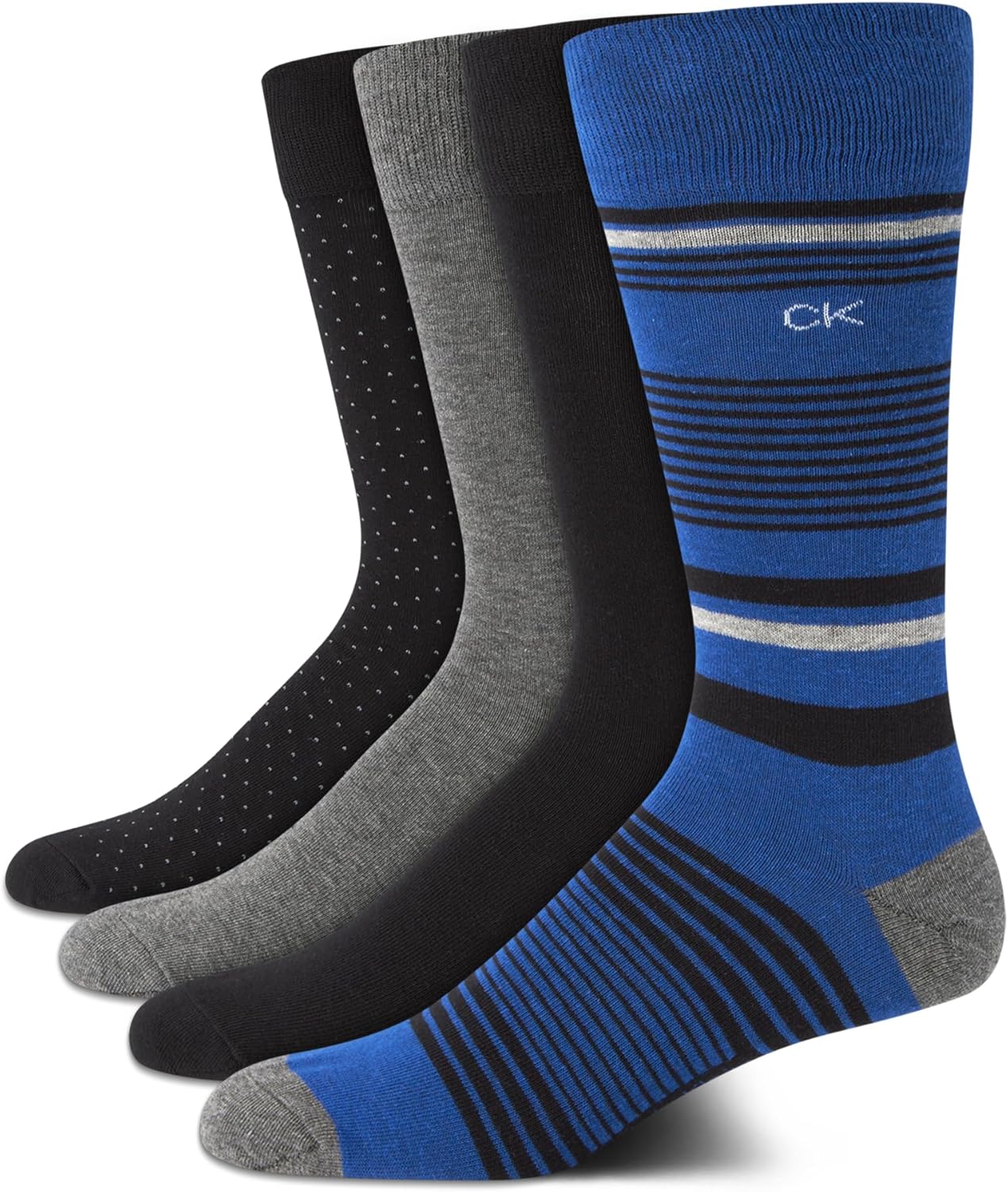 Calvin Klein Mens Crew Socks - 4 Pack Soft Cotton Blend Cushioned Crew Dress Socks for Men, for Formal, Casual and Work Wear