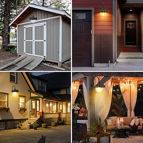 Miniatura 2 de Auzev Faroles solares para exteriores, luz solar de granero con 3 modos de iluminación, sensor de movimiento LED retro, montaje en pared,