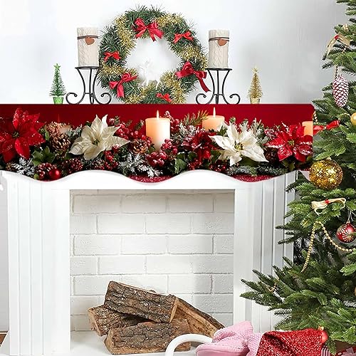 Miniatura 4 de NYZE Bufanda de mantel de Navidad de 60 x 17 pulgadas, para chimenea, decoración para Navidad, chimenea, bufanda, estante, corredor, vacaciones,