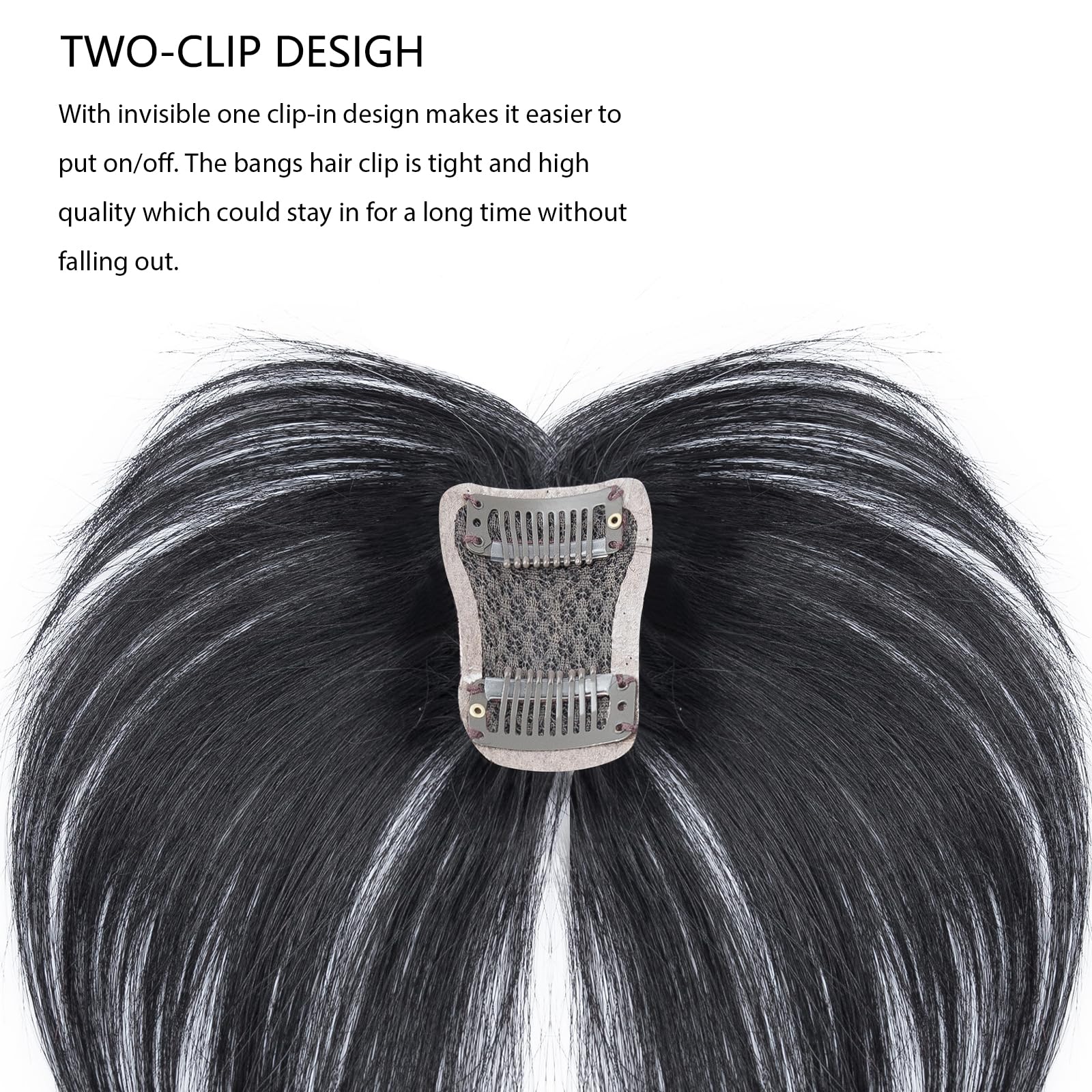 Clip in Fringe 100% Human Hair Bangs Clip in 360 3D Coverage Fringe for Women Daily Wear Black, Black-3D bangs - Image 4