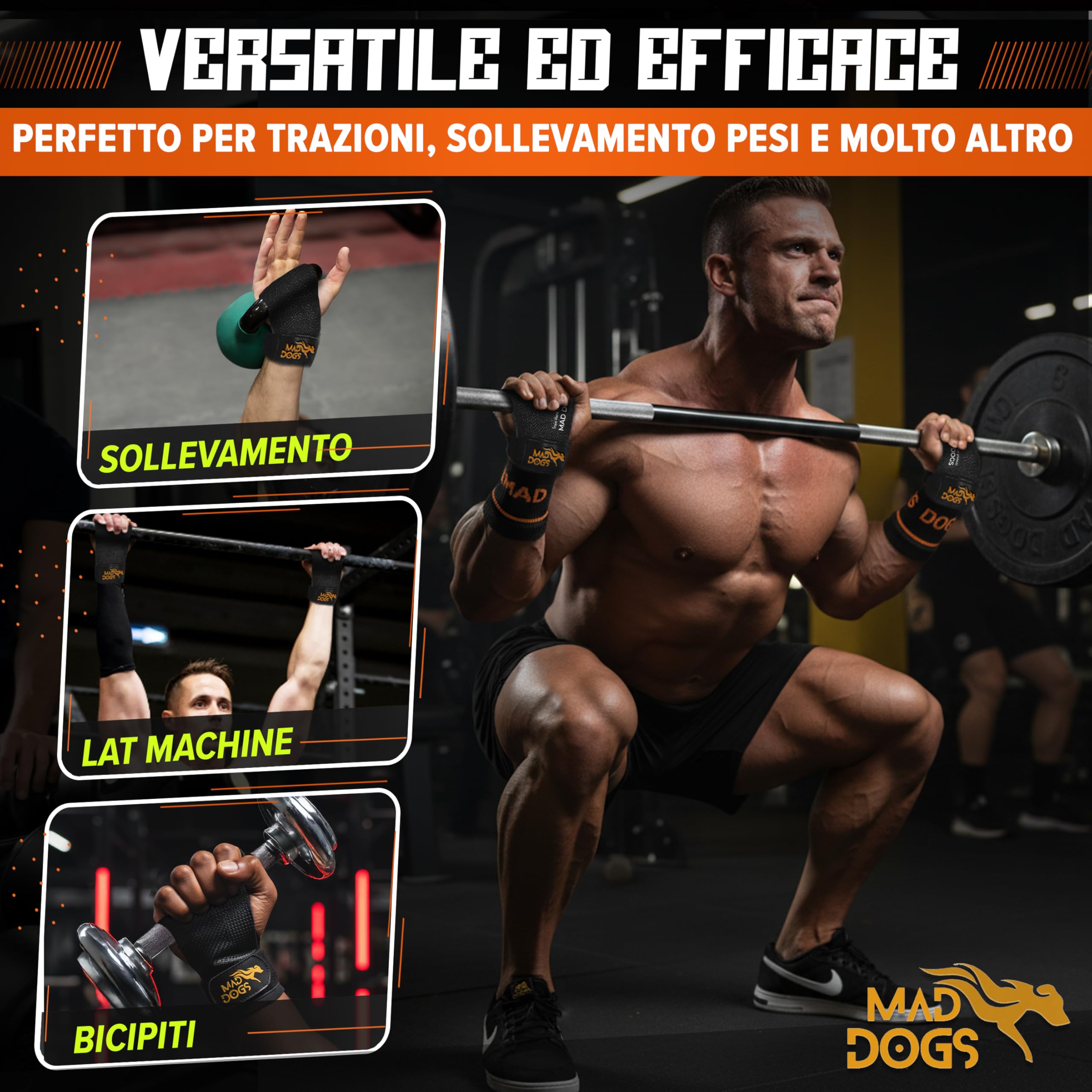 MAD DOGS Boxer Strada per Crossfit e Cross Training, Hand Grips con cuscino, protezione e comfort, design senza fori, unisex