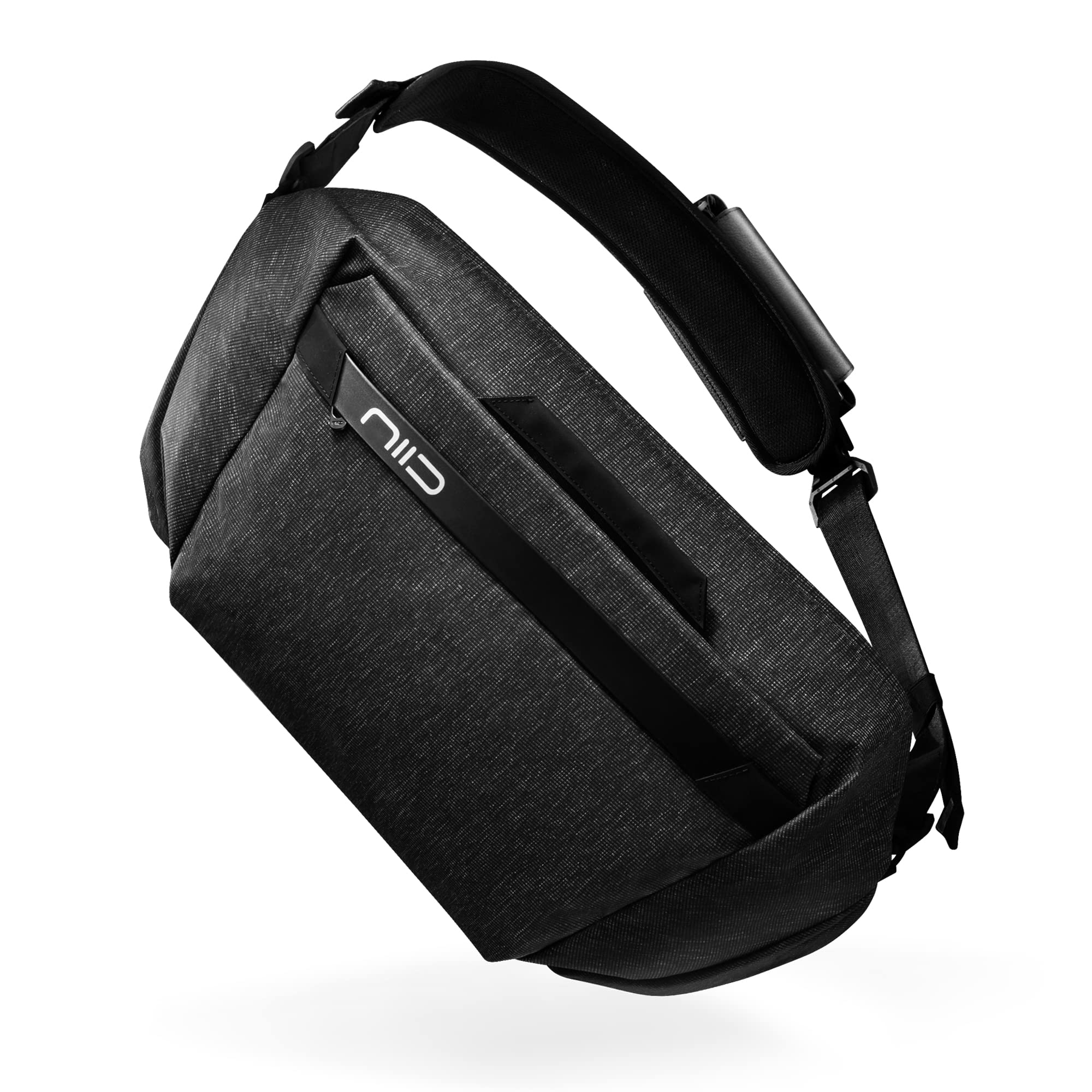 NIID R0 Borsttas voor heren, schoudertas, reistas, waterdichte sling bag, stralenborsttas, multifunctionele slanke crossbody dagrugzak, zwart, Medium