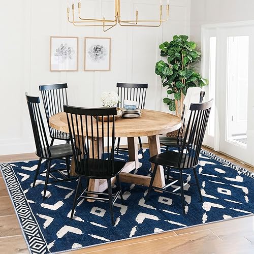 Miniatura 8 de KILOCOCO Tapete para sala de estar, lavable, bohemio, antideslizante, suave, diseño geométrico, marroquí, para interior, para dormitorio, comedor,