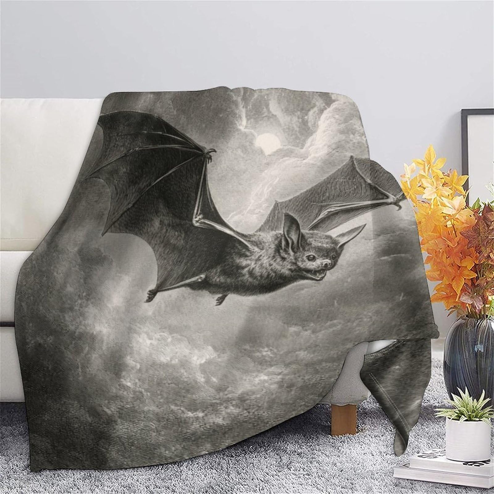 Vol de chauves-souris Manta Estampada 3D Colcha De Diseño Ropa De Cama De Microfibra Suave Y Cálida Sofá Ropa De Cama 80x90inch(200x230cm)