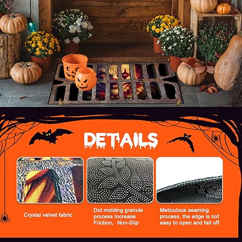 Miniatura 3 de Tapete para puerta de Halloween, tapete de bienvenida de payaso de terror, tapete antideslizante para entrada delantera, decoración del hogar de