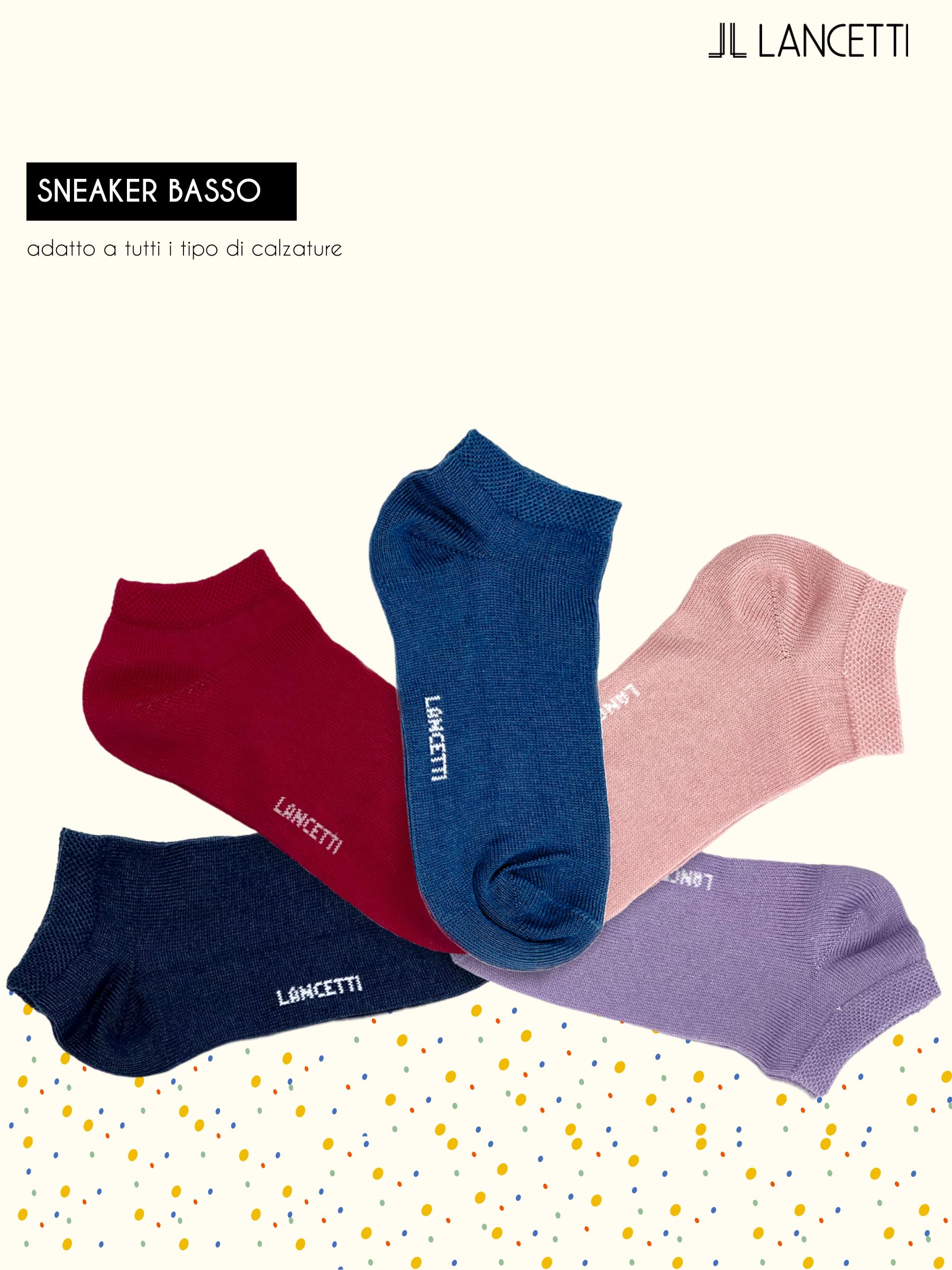 LANCETTI - 6 Paia Calzini Corti Bambino, Fantasmini in Cotone Filo di Scozia per Bimbo o Bimba