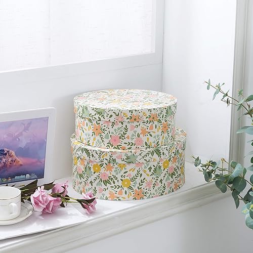 Miniatura 3 de Soul & Lane Spring Fling - Cajas de recuerdo decorativas ovaladas con tapas, juego de 2 contenedores de cartón con patrón floral, cajas de cartón