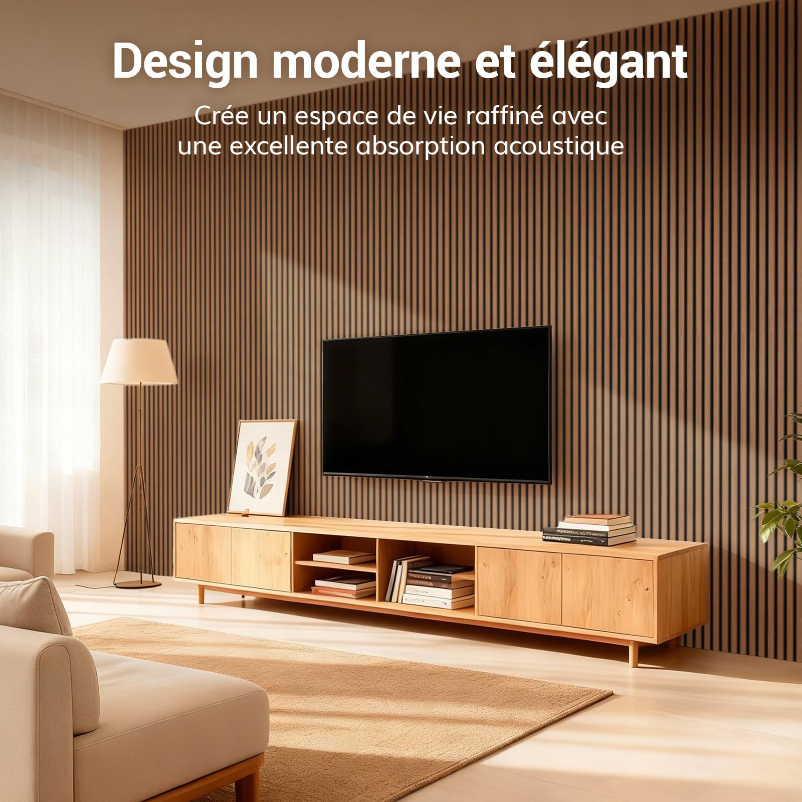 TONOR Panneau Mural Decoratif de Bois,120x60-1.44㎡, 2 Pièces, Noyer