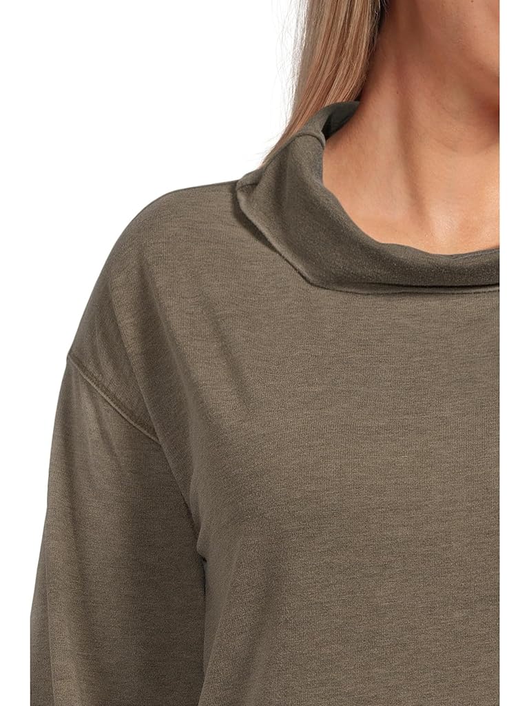 Green Mod-o-doc Long Sleeve Draped Turtleneck Sweatshirt