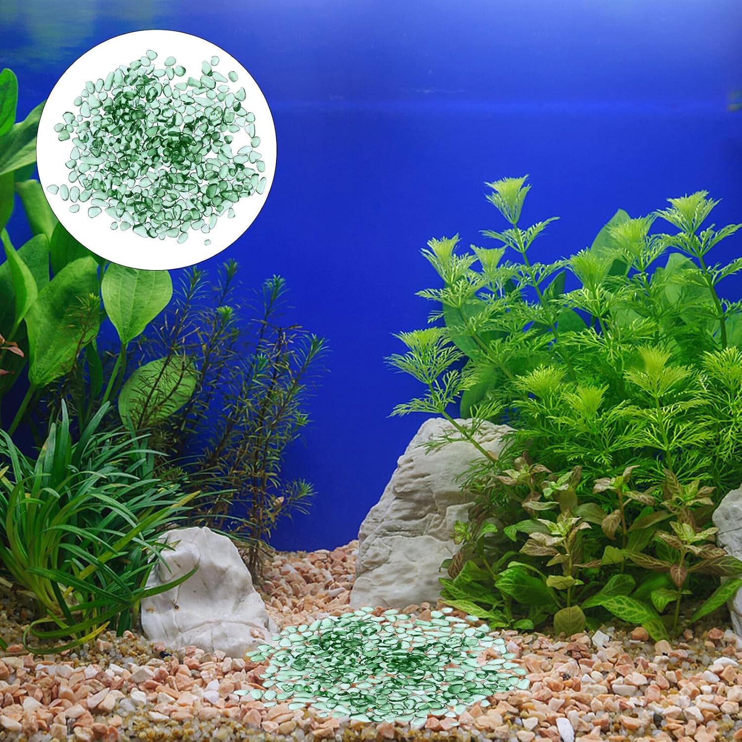 BESPORTBLE Glass Crystal Stones Aquarium Decorative Pebbles 500g Colored Glass Rocks Fish Tank Gravel for Freshwater and Saltwater Aquatic Pets