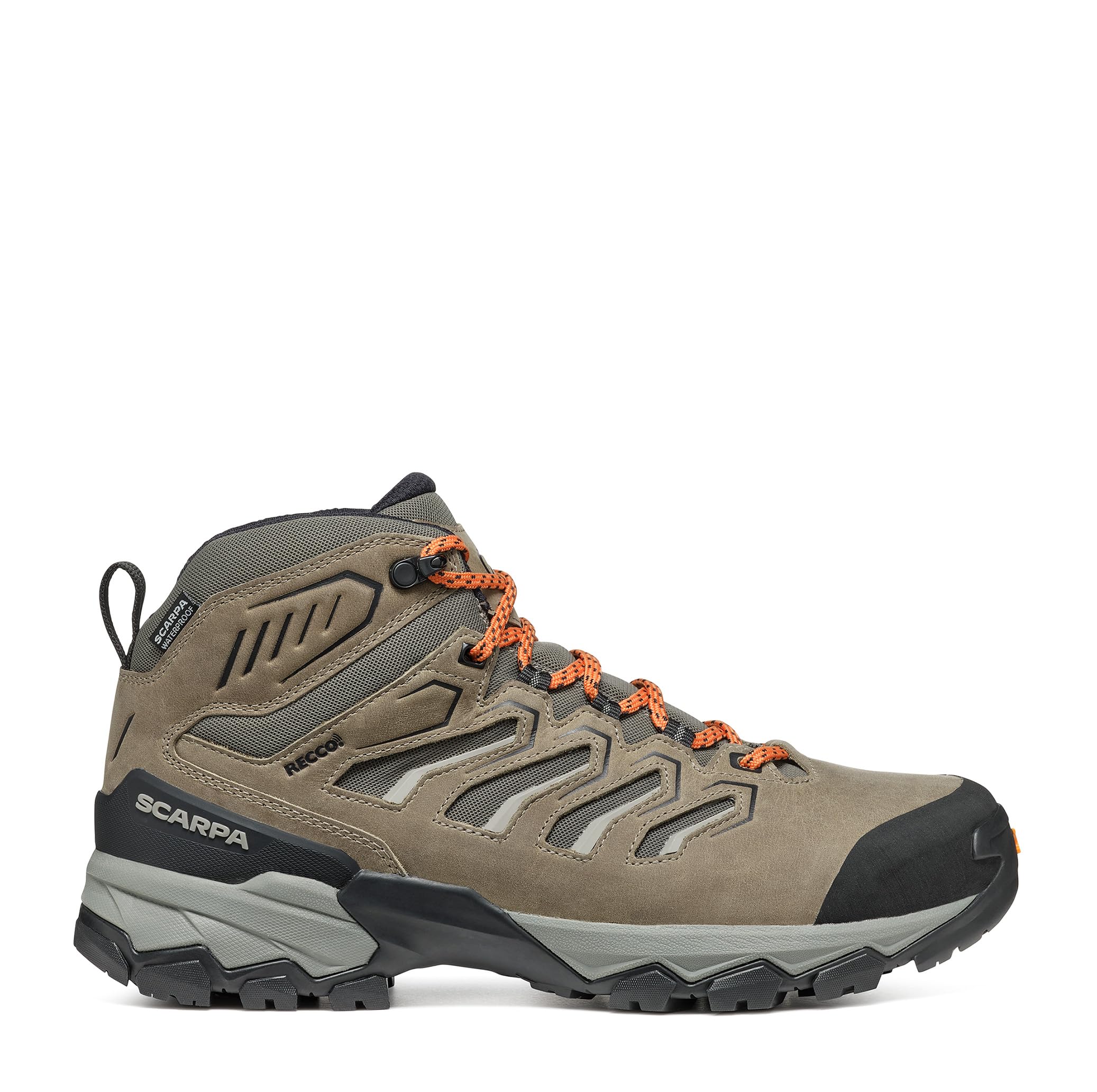 SCARPA Men's Moraine WP Mid Waterproof Breathable Boots for Backpacking & Hiking - Fossil Brown - 10.5-11 Women/9.5-10 Men